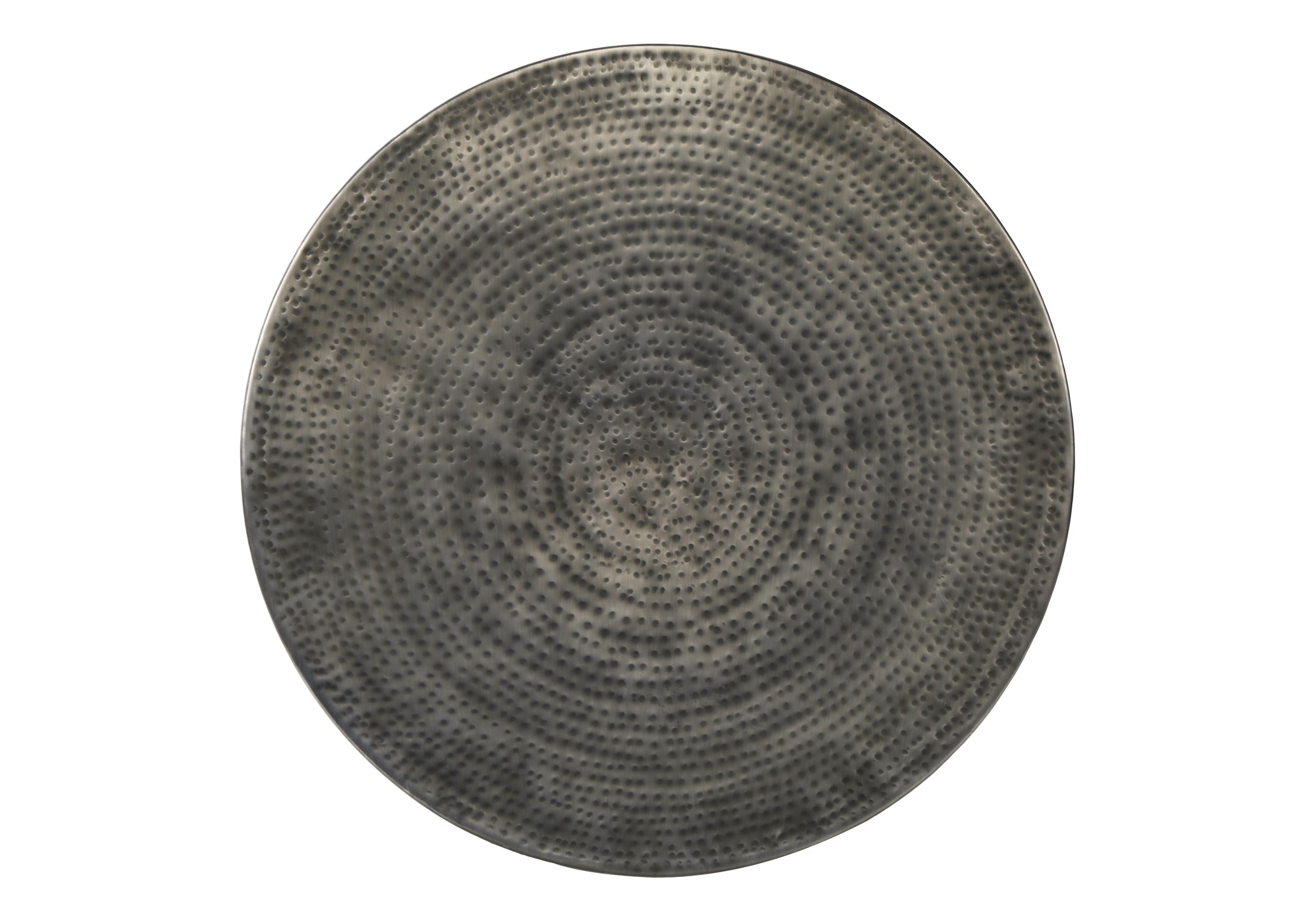 TABLE D'ACCENT - 22"H / BOUT DE TAMBOUR EN FER MÉTAL GRIS ARGENT