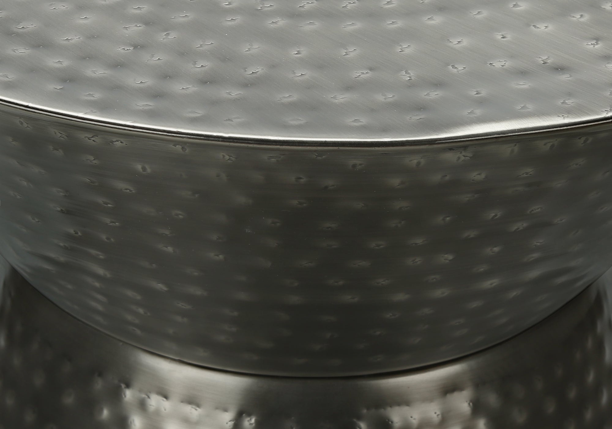 TABLE D'ACCENT - 22"H / BOUT DE TAMBOUR EN FER MÉTAL GRIS ARGENT