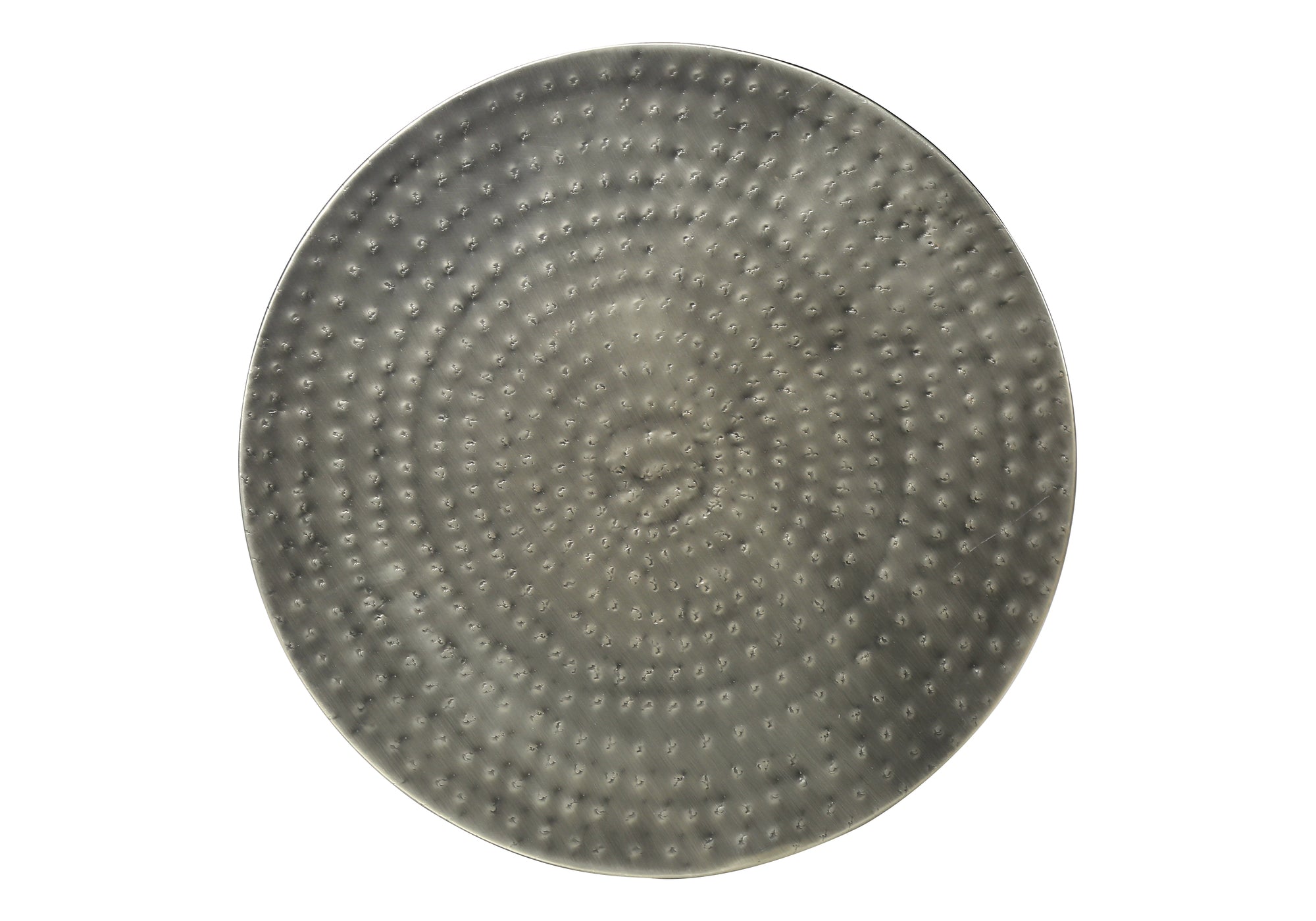 TABLE D'ACCENT - 22"H / BOUT DE TAMBOUR EN FER MÉTAL GRIS ARGENT