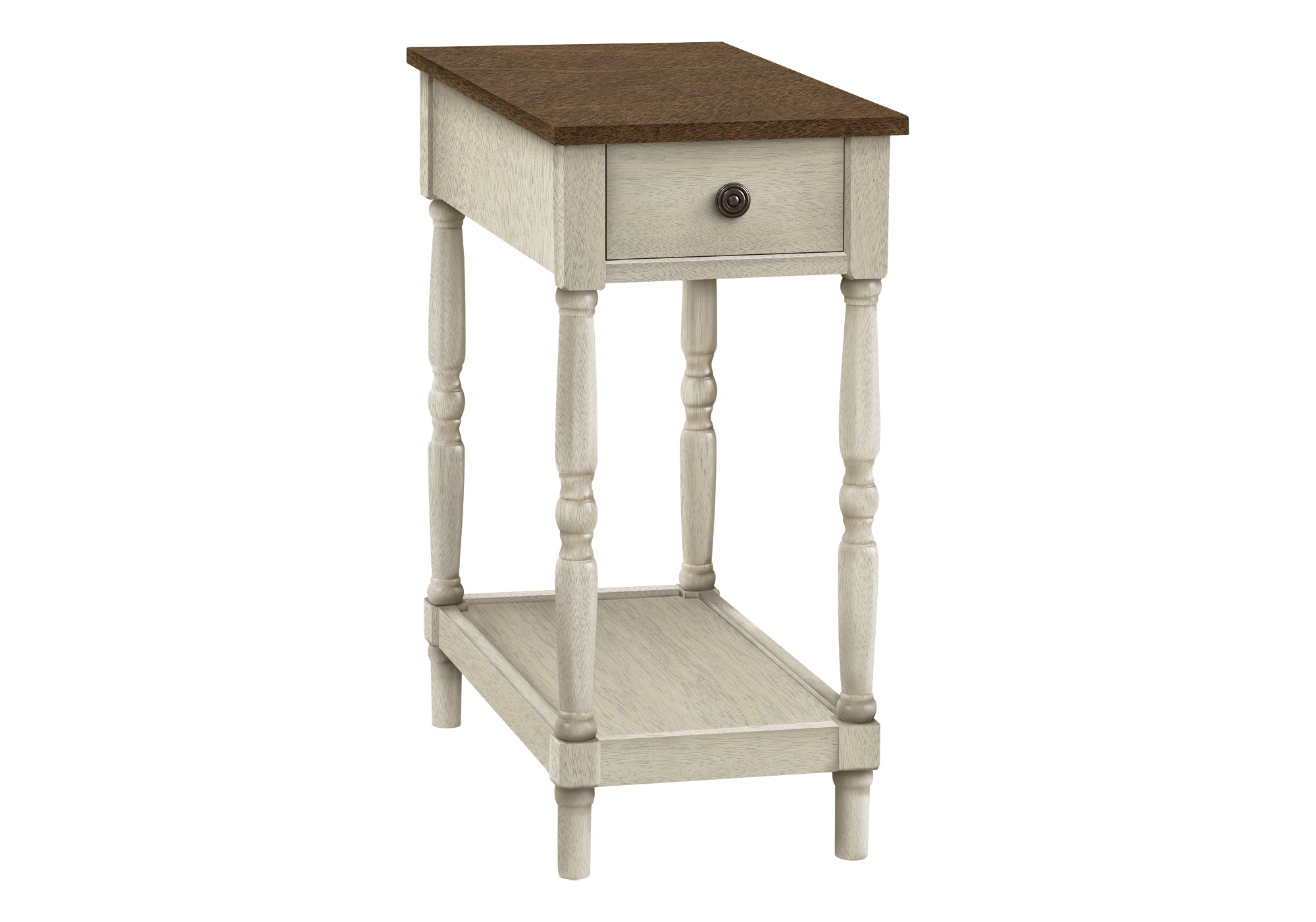 TABLE D'ACCENT - 24"H / BLANC ANTIQUE / PLACAGE ESPRESSO