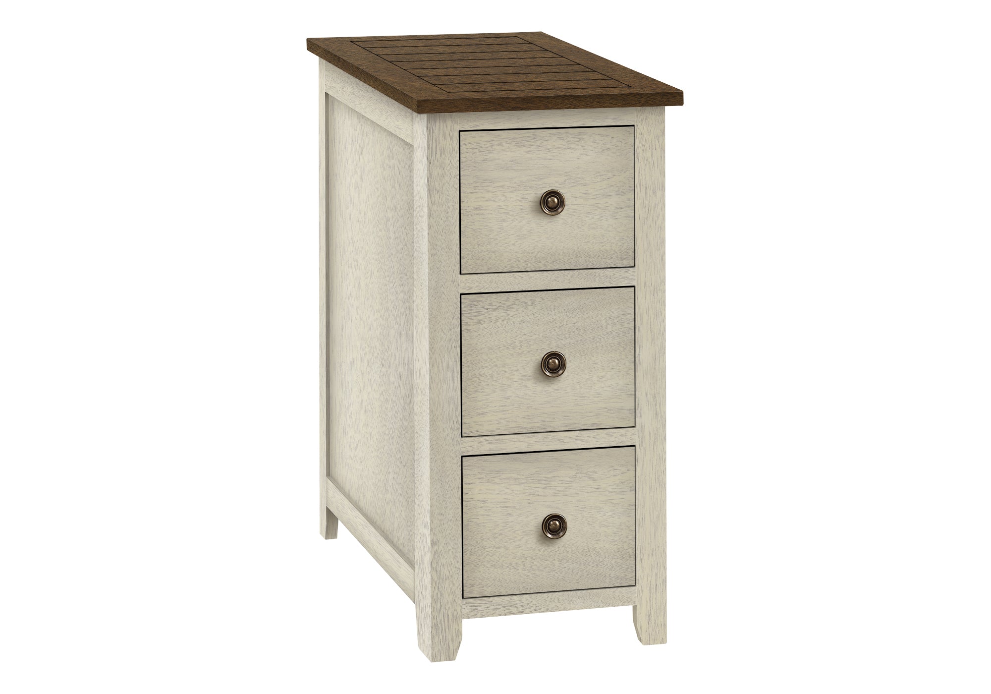 TABLE D'ACCENT - 24"H / BLANC ANTIQUE / PLACAGE ESPRESSO