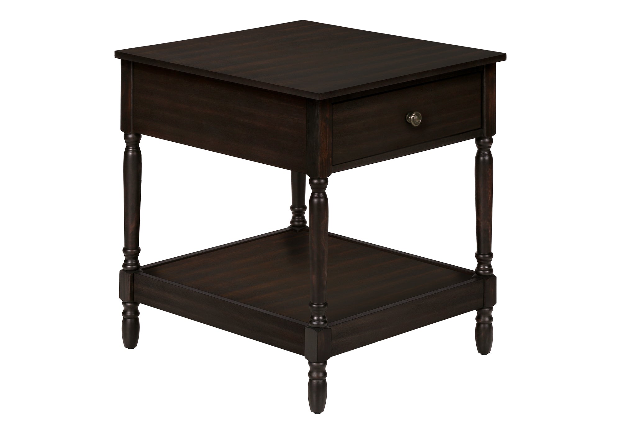 TABLE D'ACCENT - 25"H / TABLE DE BOUT PLACAGE NOYER FONCÉ