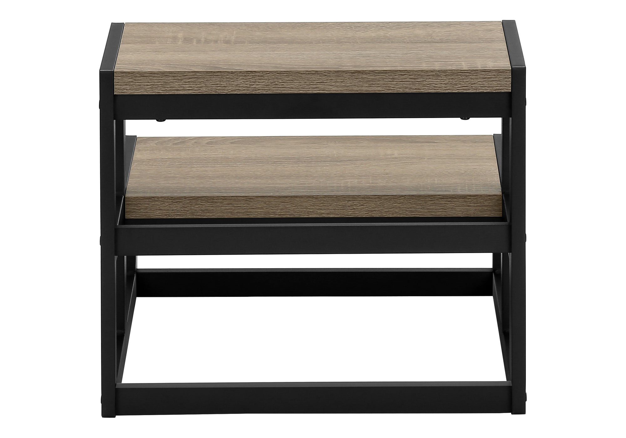 ÉCHELLE - TABOURET 2 MARCHES / TAUPE FONCÉ / MÉTAL NOIR