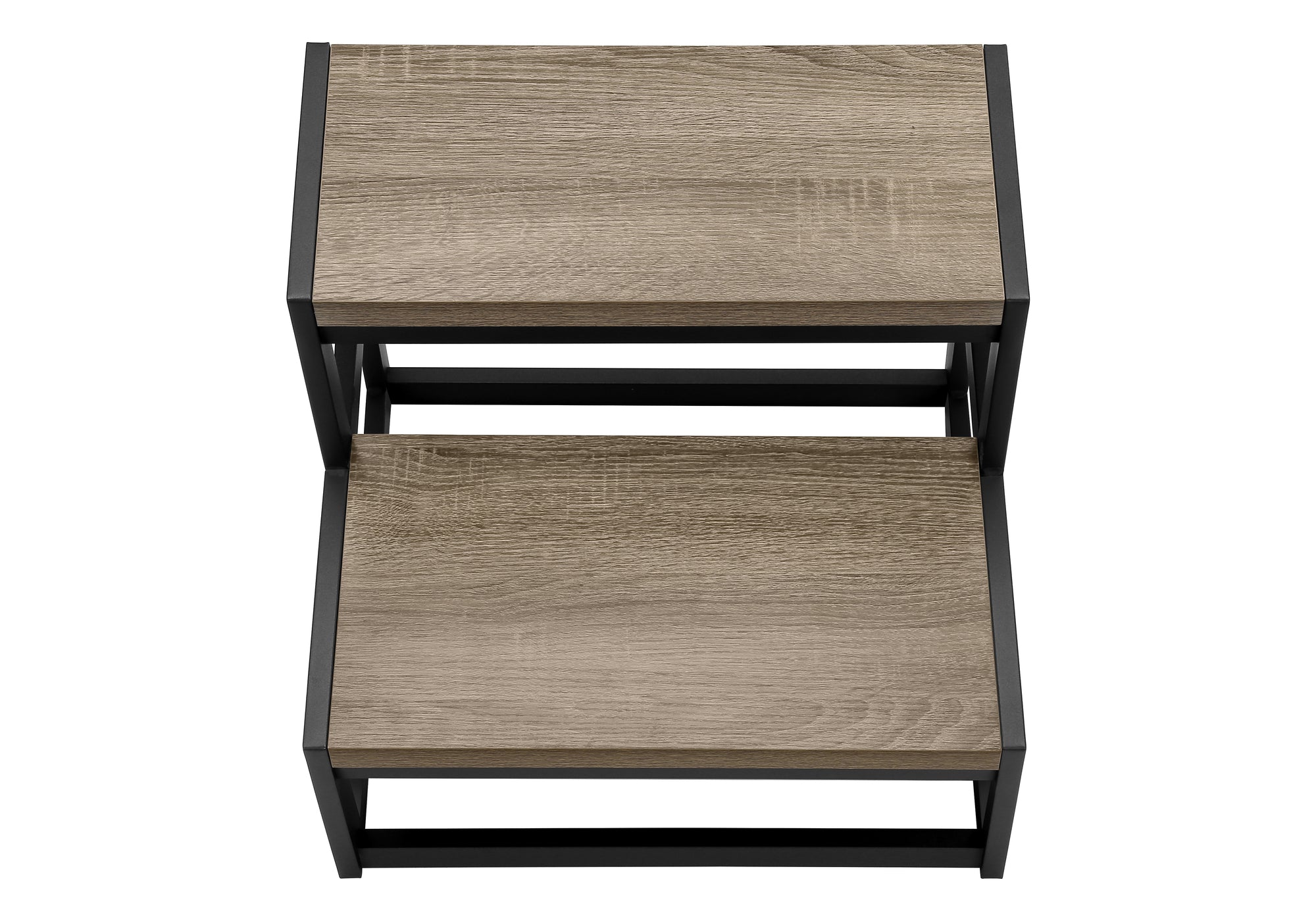 ÉCHELLE - TABOURET 2 MARCHES / TAUPE FONCÉ / MÉTAL NOIR