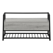 BANC - 42"L / RANGEMENT GRIS / METAL NOIR ( Meuble Mtl ) 