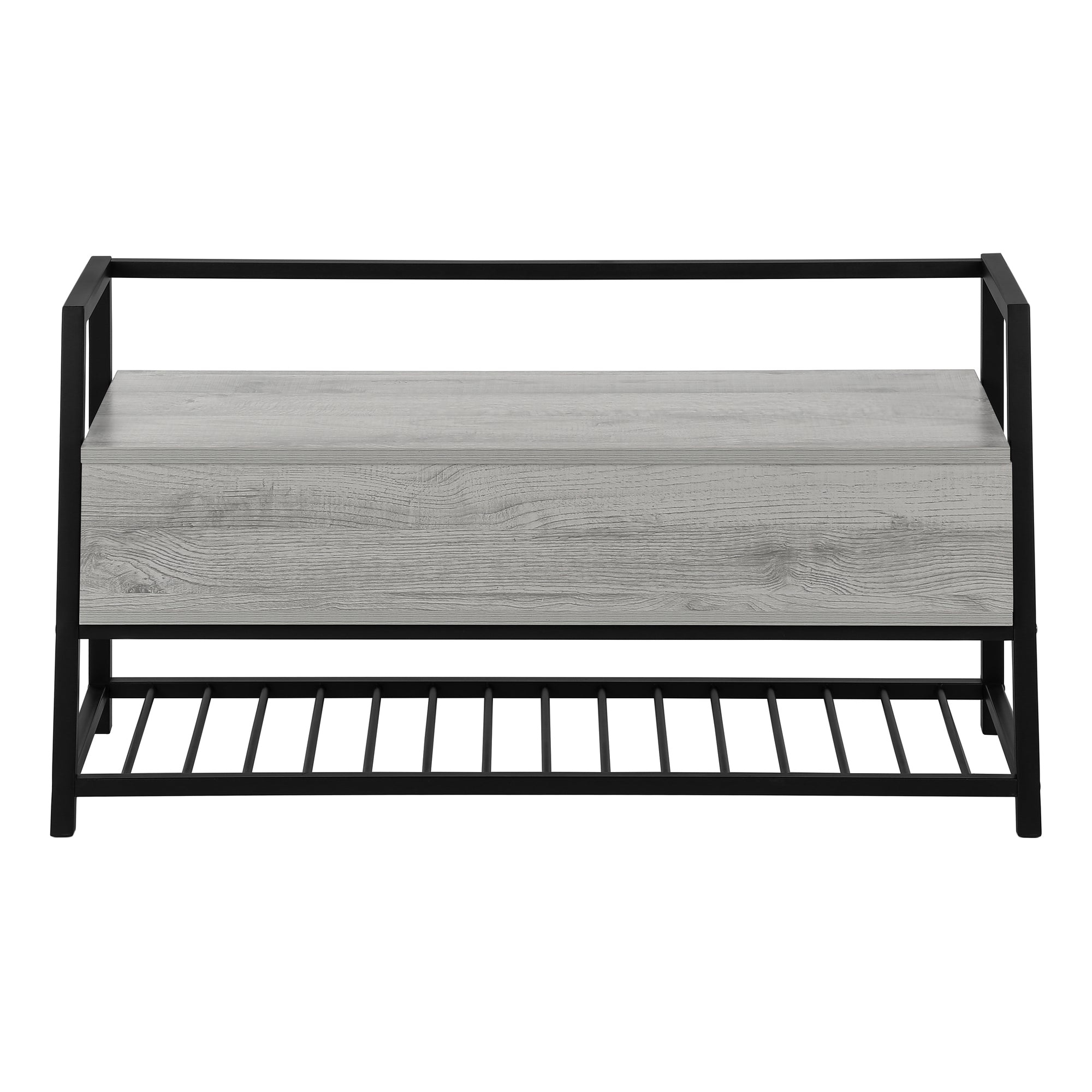 BANC - 42"L / RANGEMENT GRIS / METAL NOIR ( Meuble Mtl )