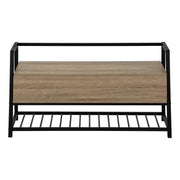 BANC - 42"L / RANGEMENT TAUPE FONCÉ / METAL NOIR ( Meuble Mtl ) 