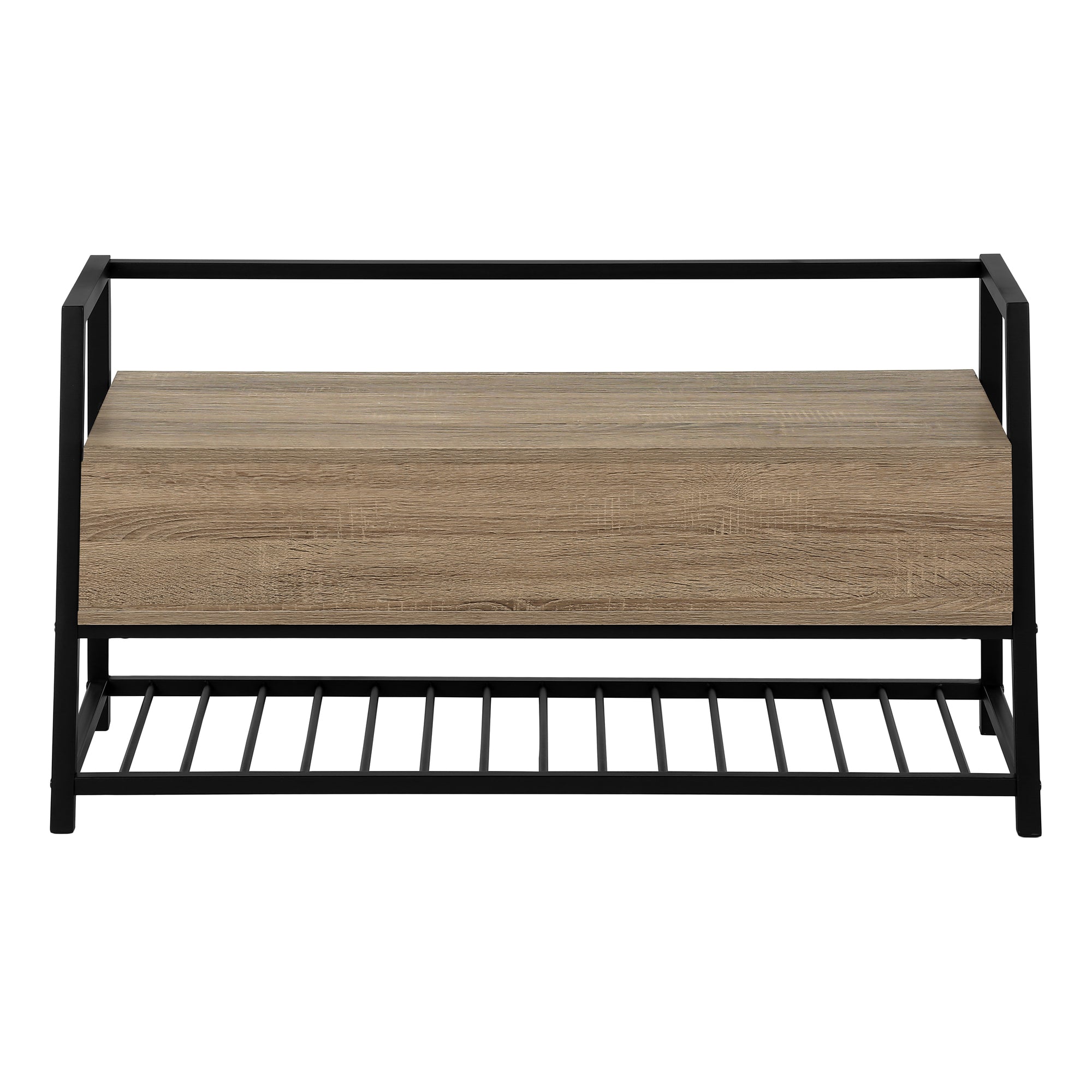 BANC - 42"L / RANGEMENT TAUPE FONCÉ / METAL NOIR ( Meuble Mtl )
