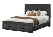 Lit Queen – Gris graphite avec 2 tiroirs de rangement