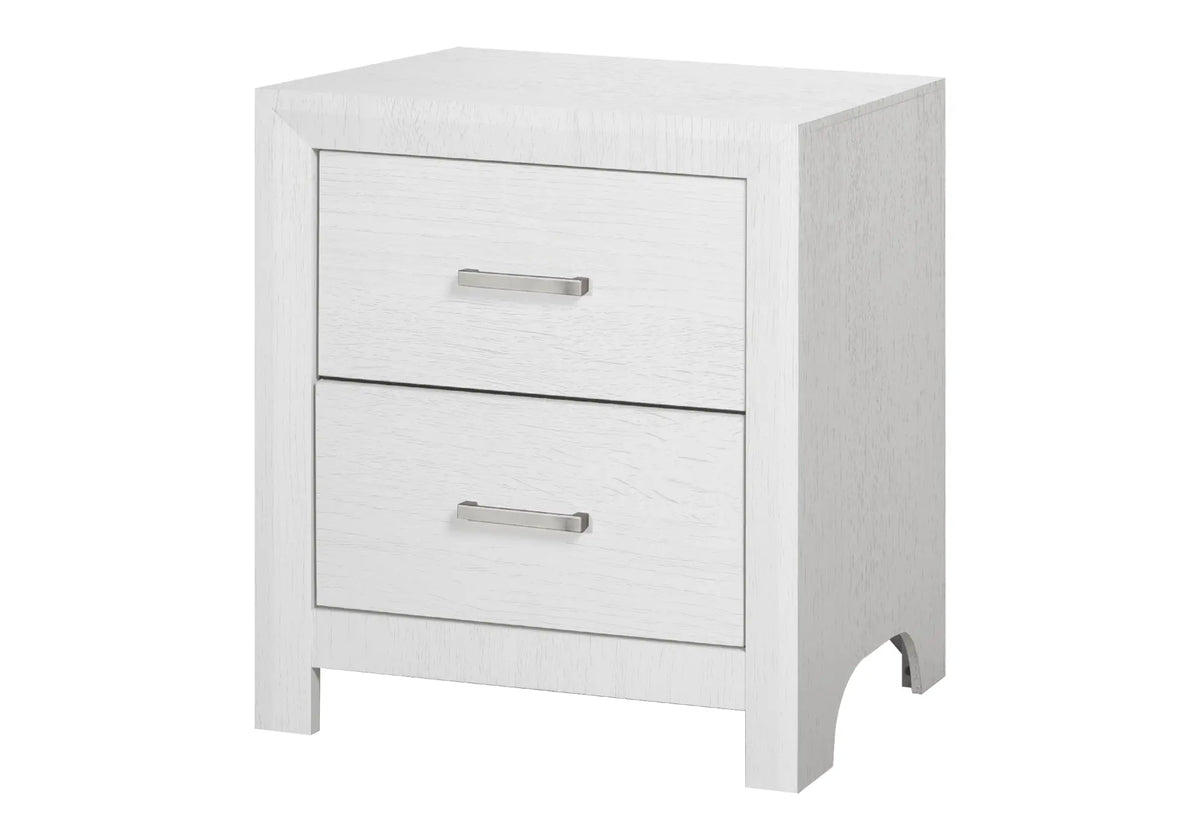 Table de chevet 2 tiroirs – Fini chêne blanc
