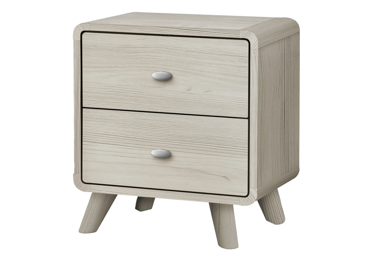 Table de chevet 2 tiroirs – Fini chêne gris