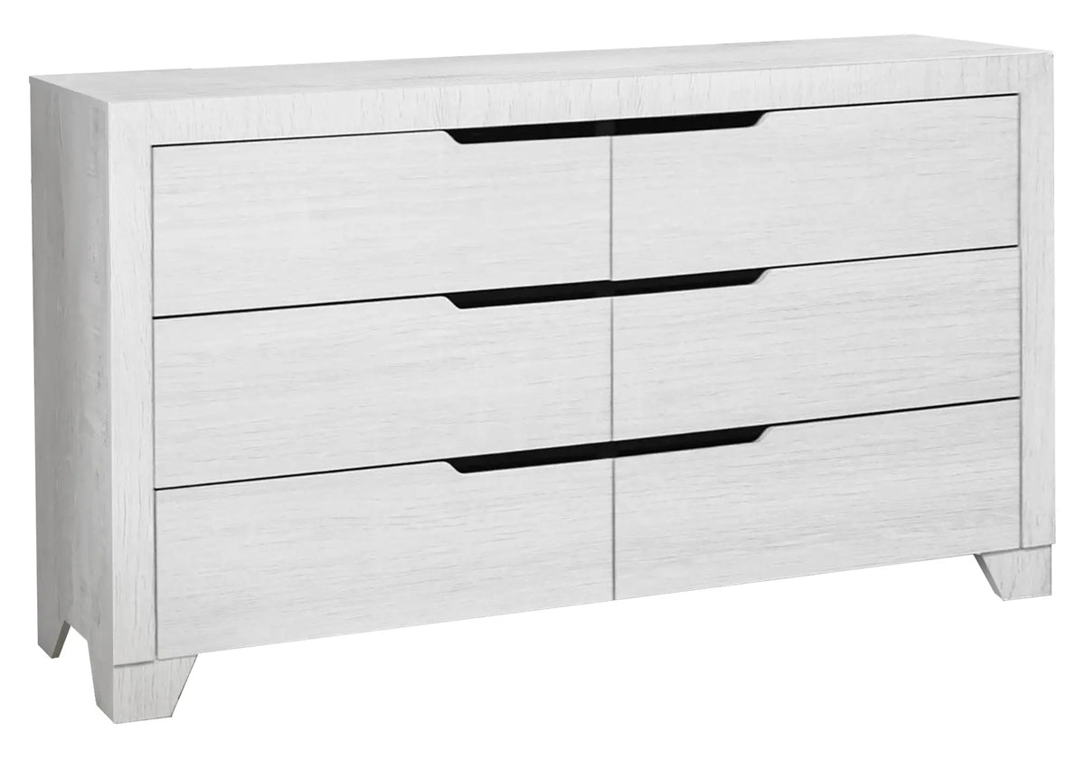 Commode 6 Tiroirs Monarch Specialties Fini Grain de Bois Blanc