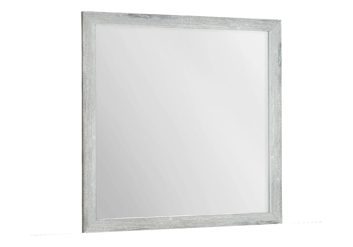 Miroir mural carré gris effet bois récupéré – 39,5 po