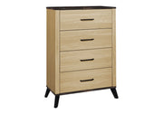 Commode 4 tiroirs en chêne clair avec dessus noir