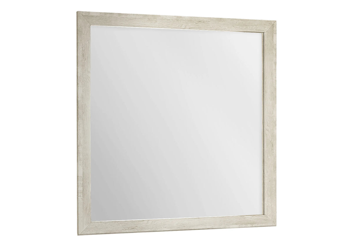 Miroir mural carré en chêne blanchi – Cadre effet bois