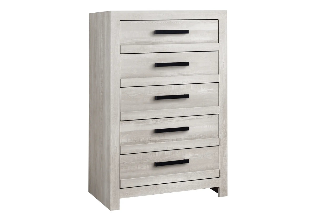 Commode 5 tiroirs – Fini gris bois récupéré