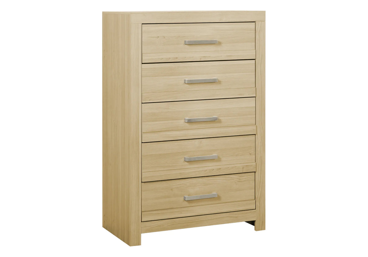 Commode 5 tiroirs pour chambre – Fini naturel