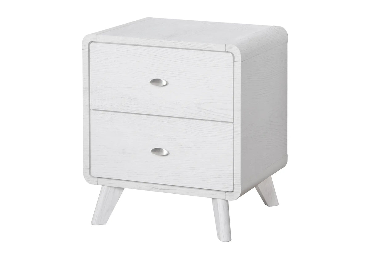 Table de chevet 2 tiroirs – Fini chêne blanc