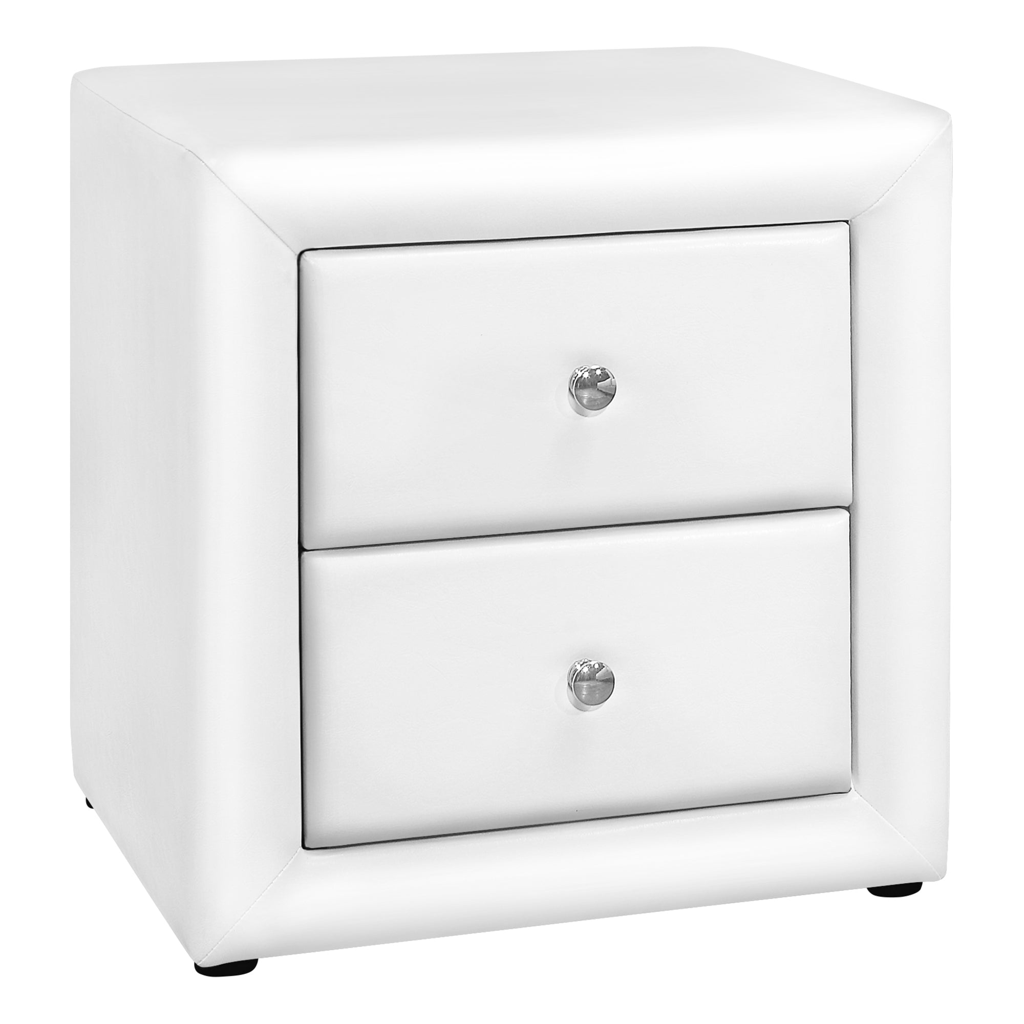 TABLE DE NUIT CHAMBRE - 21"H / SIMILI-CUIR BLANC  ( Meuble Mtl )