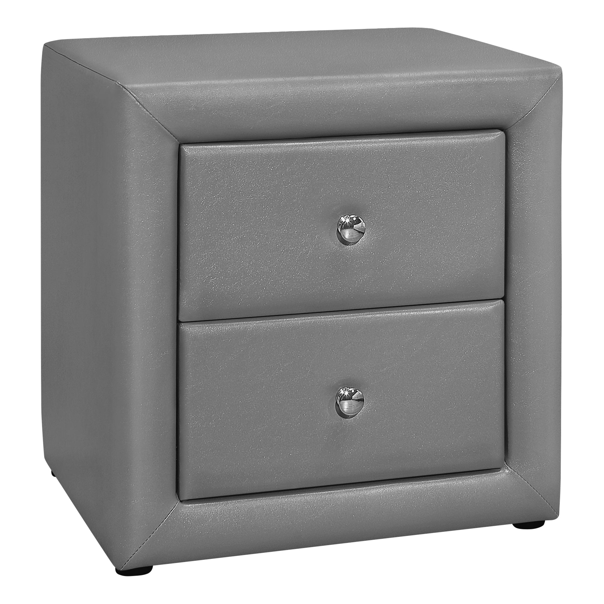 TABLE DE NUIT CHAMBRE - 21"H / SIMILI-CUIR GRIS ( Meuble Mtl )