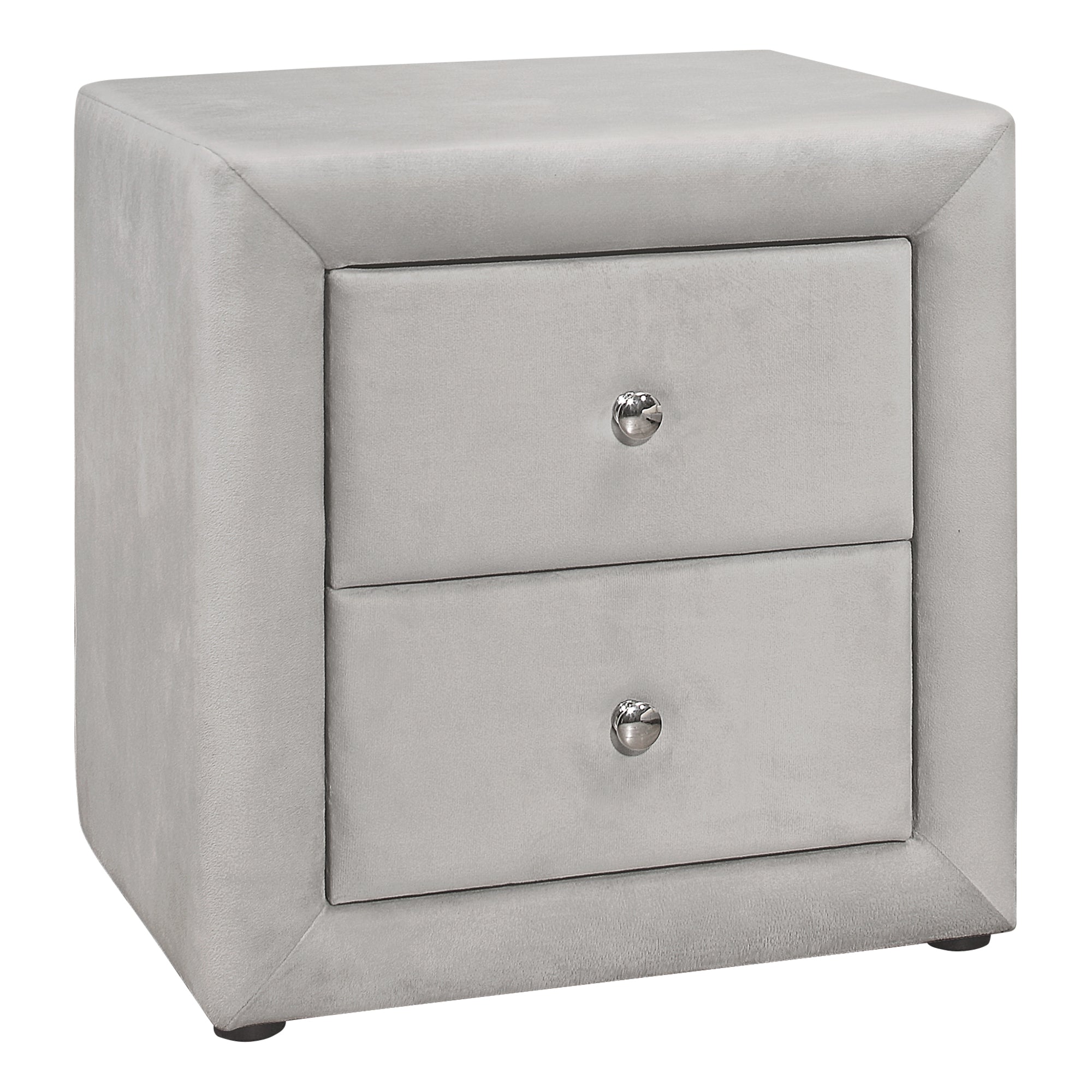TABLE DE NUIT CHAMBRE - 21"H / VELOURS GRIS PÂLE ( Meuble Mtl )