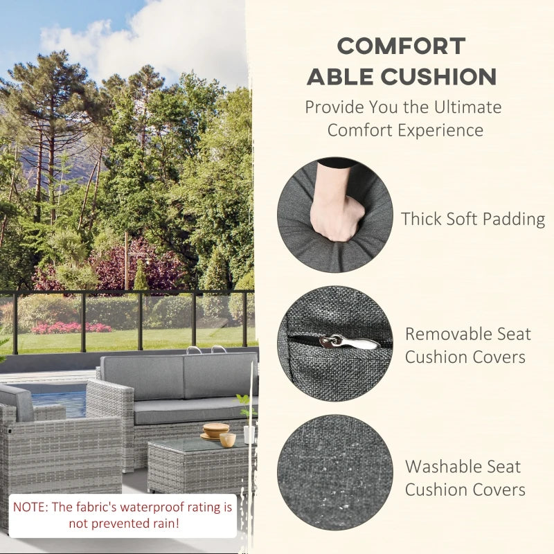 Ensemble de canapé de Patio en osier 4 pièces, meubles de conversation d'extérieur en rotin PE avec siège Extra large