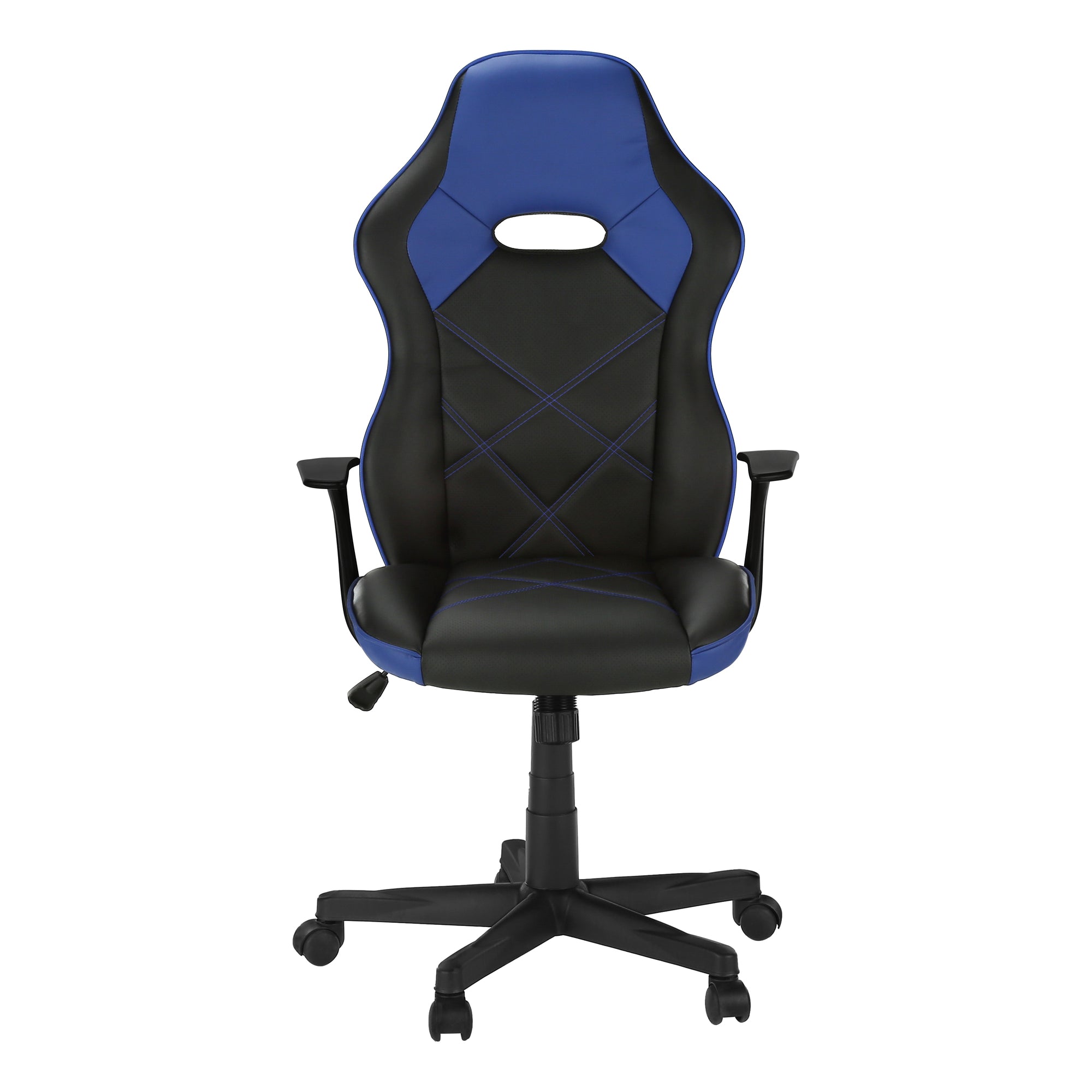 CHAISE DE BUREAU - GAMING / NOIR / SIMILI-CUIR BLEU ( Meuble Mtl ) 