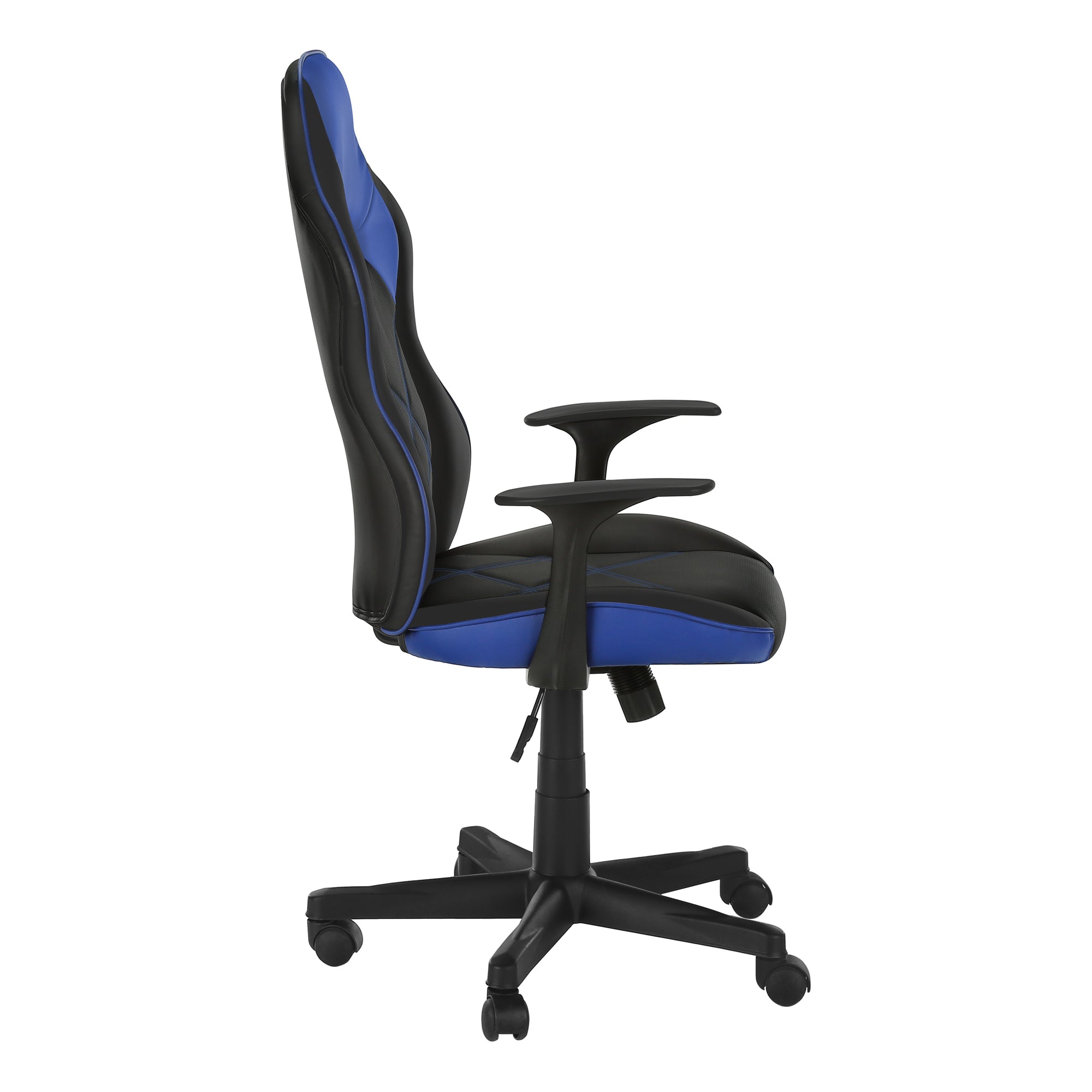 CHAISE DE BUREAU - GAMING / NOIR / SIMILI-CUIR BLEU ( Meuble Mtl ) 