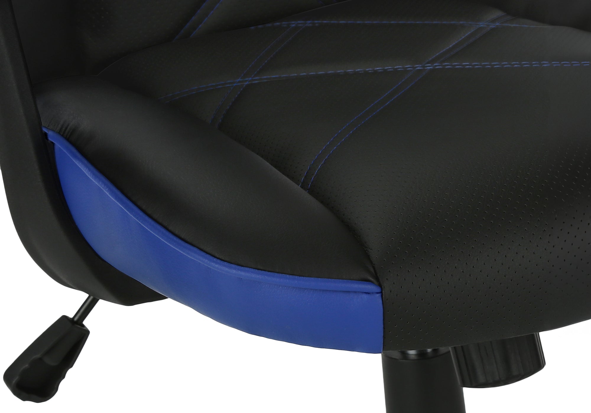 CHAISE DE BUREAU - GAMING / NOIR / SIMILI-CUIR BLEU ( Meuble Mtl ) 