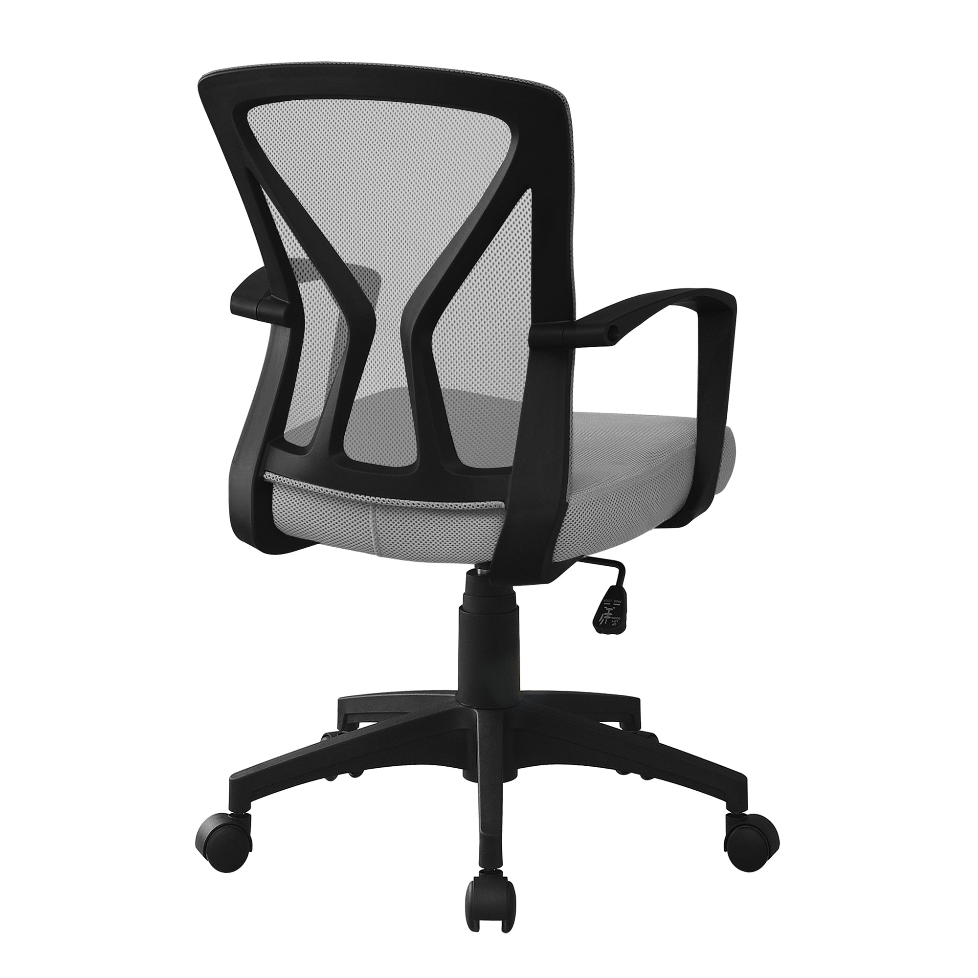 CHAISE DE BUREAU - PIETEMENT GRIS / NOIR SUR ROULETTES ( Meuble Mtl ) 