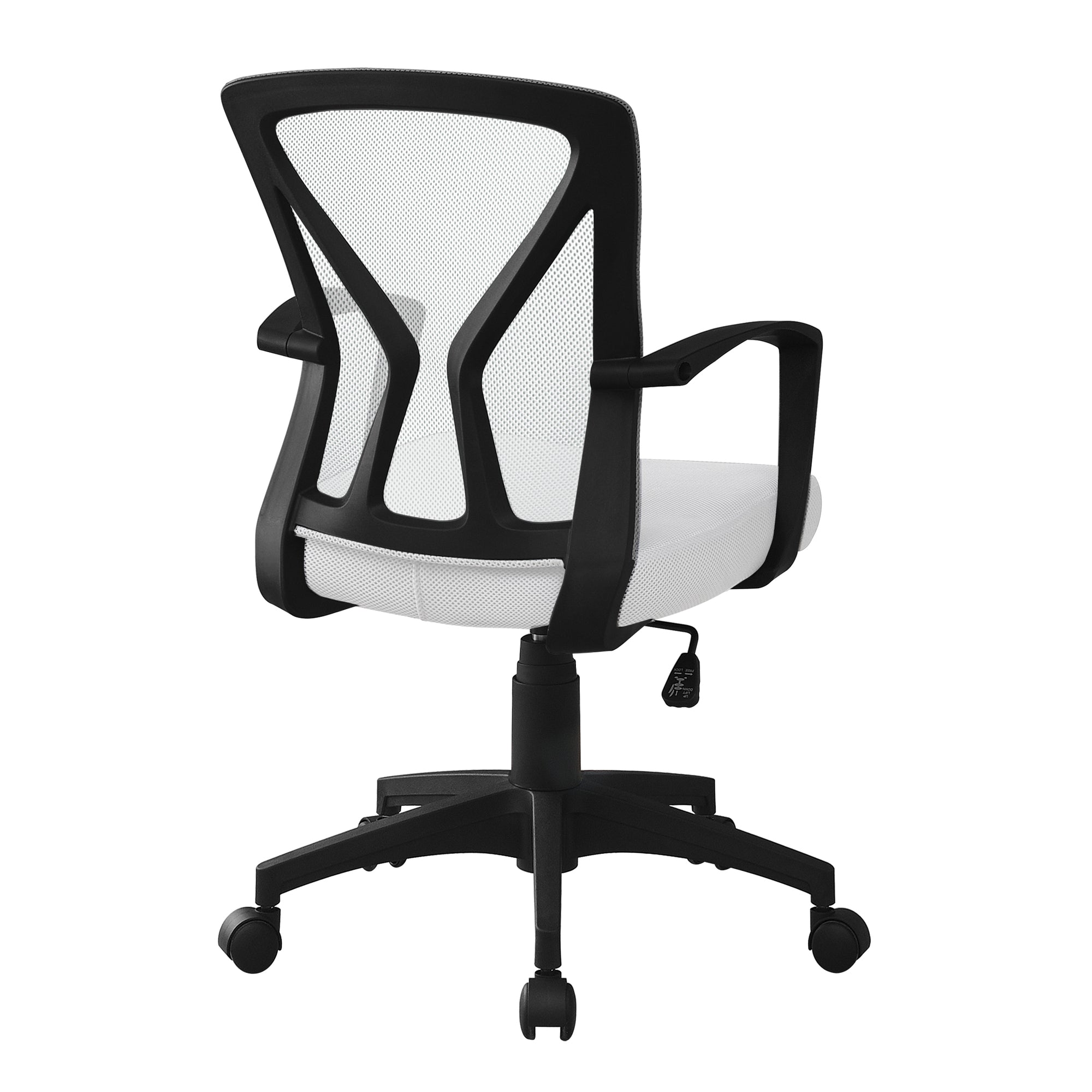 CHAISE DE BUREAU - BLANCHE / PIETEMENT NOIR SUR ROULETTES ( Meuble Mtl ) 