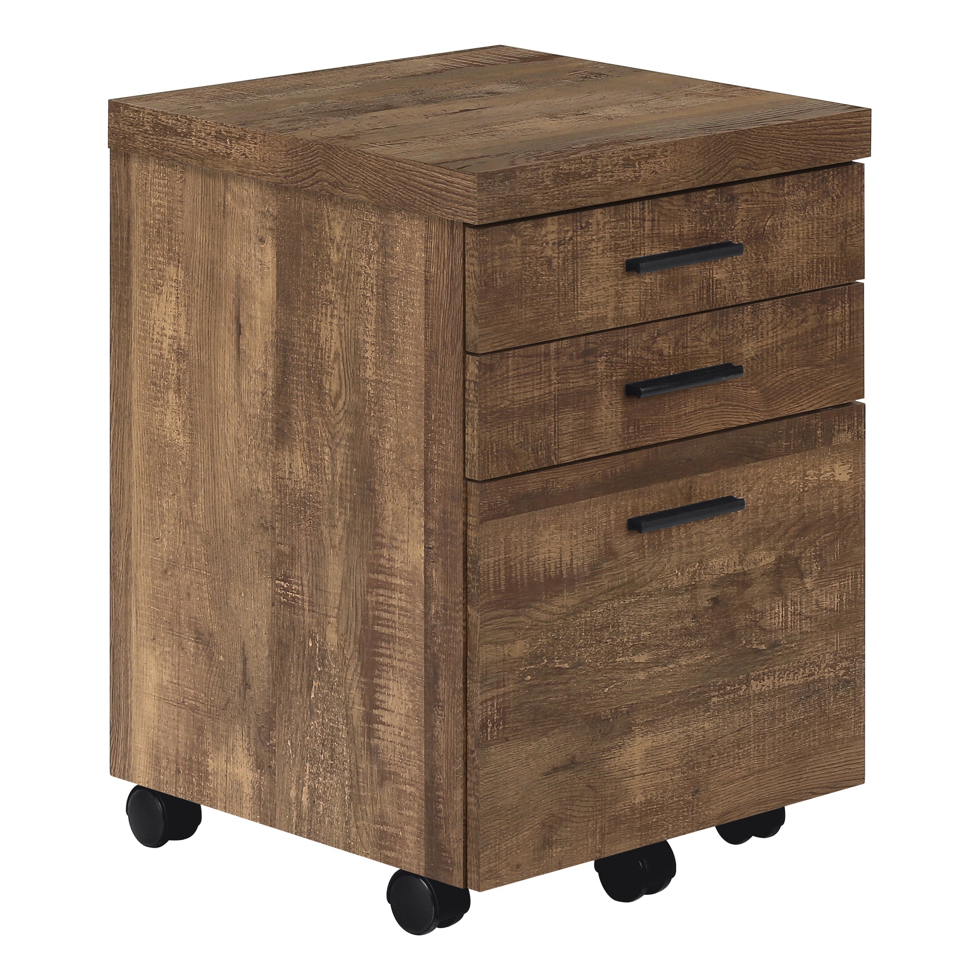 CLASSEUR - 3 TIROIRS / BOIS DE RÉCUPÉRATION MARRON / ROULETTES ( Meuble Mtl ) 