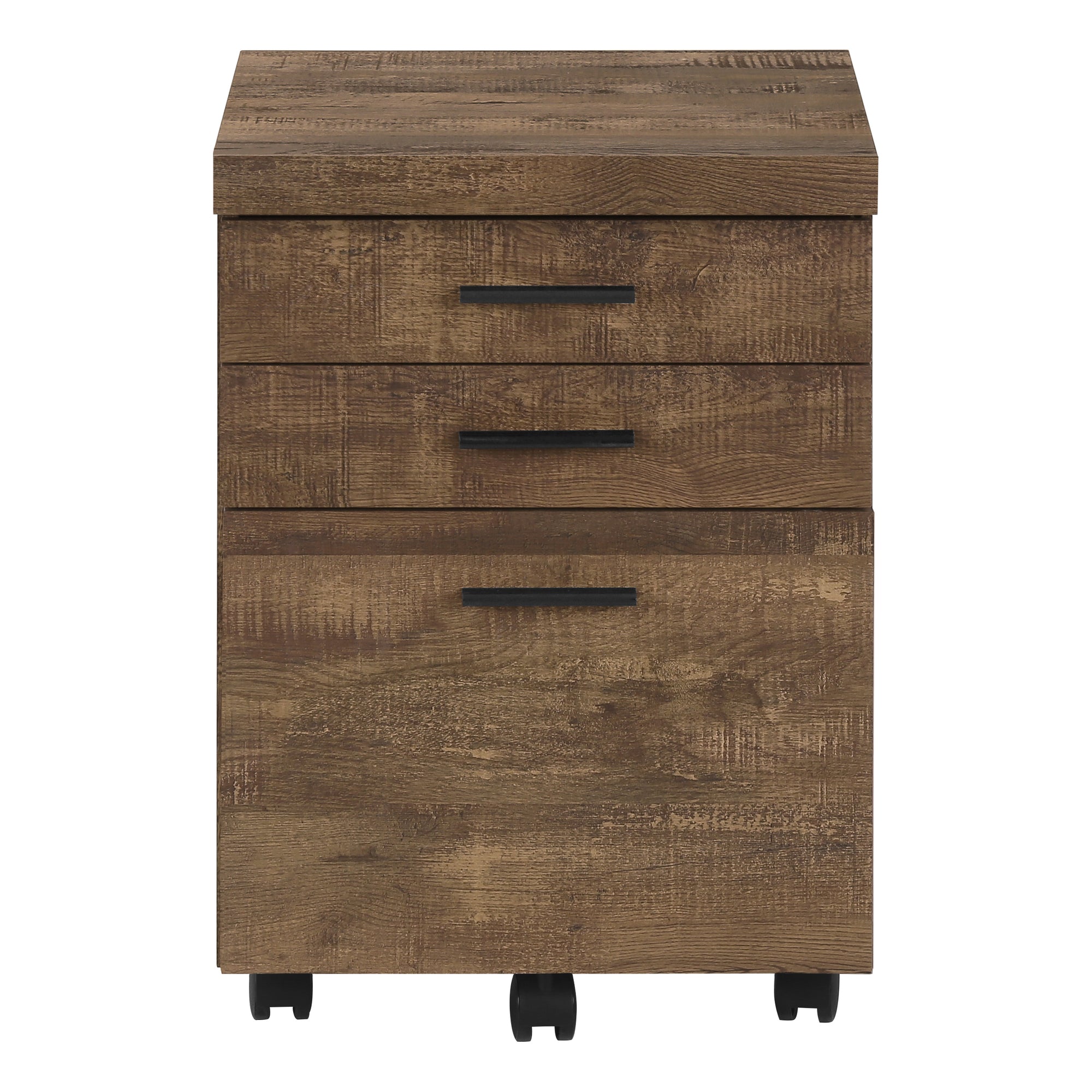 CLASSEUR - 3 TIROIRS / BOIS DE RÉCUPÉRATION MARRON / ROULETTES ( Meuble Mtl ) 