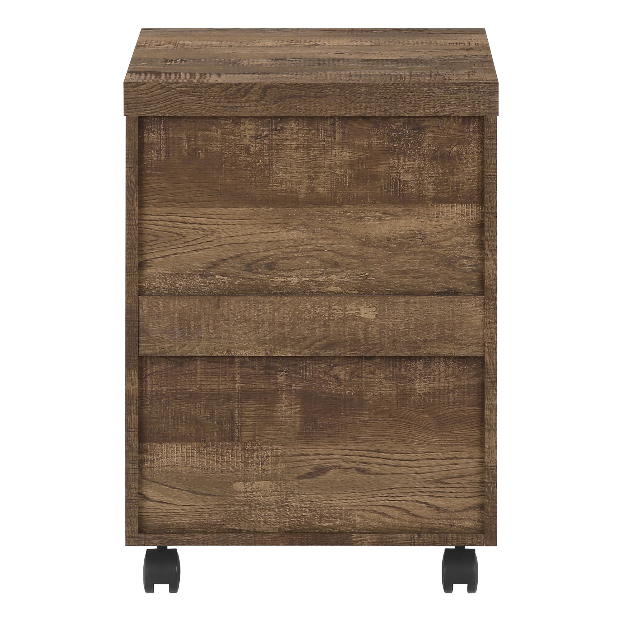 CLASSEUR - 3 TIROIRS / BOIS DE RÉCUPÉRATION MARRON / ROULETTES ( Meuble Mtl ) 