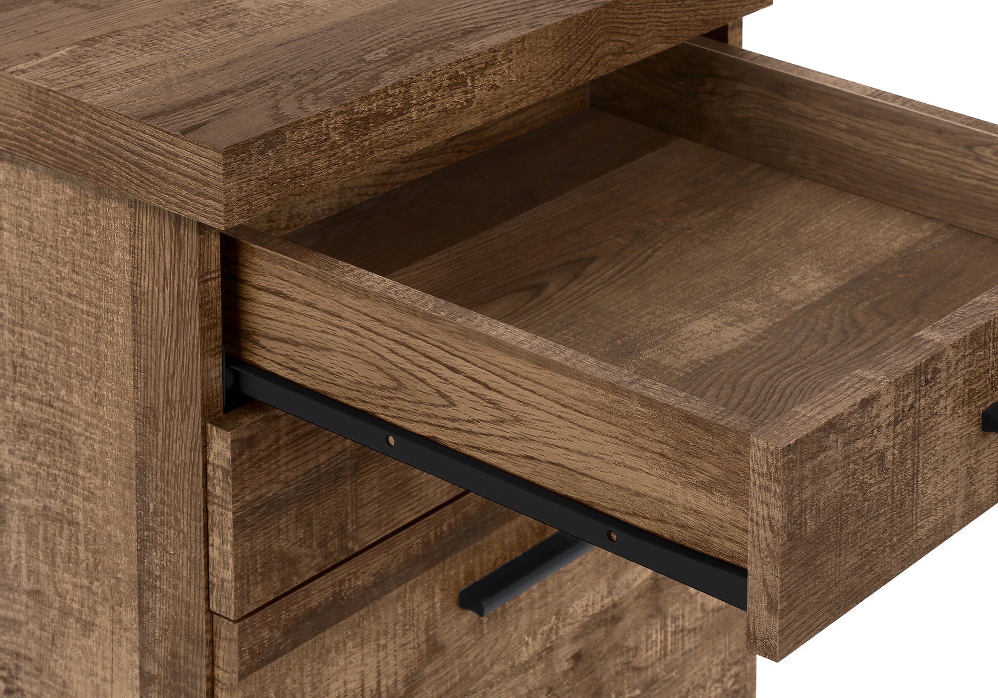 CLASSEUR - 3 TIROIRS / BOIS DE RÉCUPÉRATION MARRON / ROULETTES ( Meuble Mtl ) 