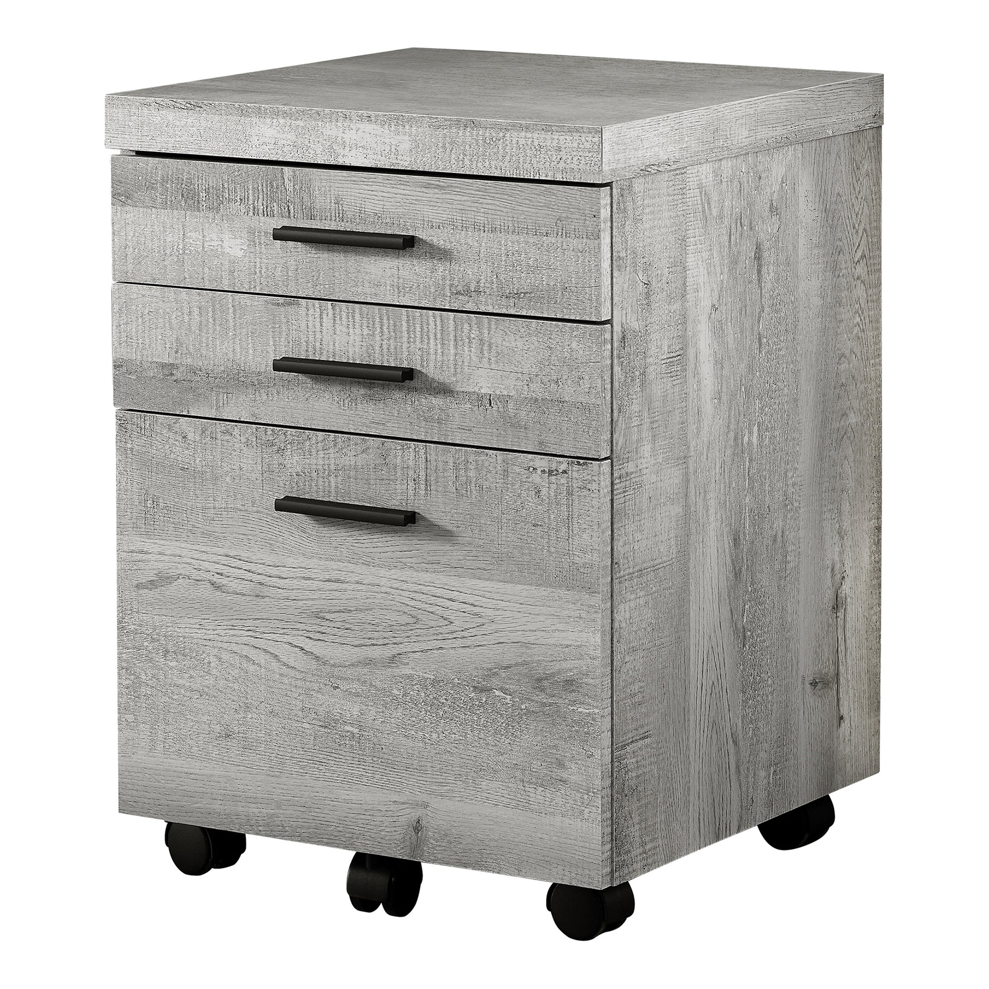 CLASSEUR - 3 TIROIRS / BOIS DE RÉCUPÉRATION GRIS / ROULETTES ( Meuble Mtl ) 