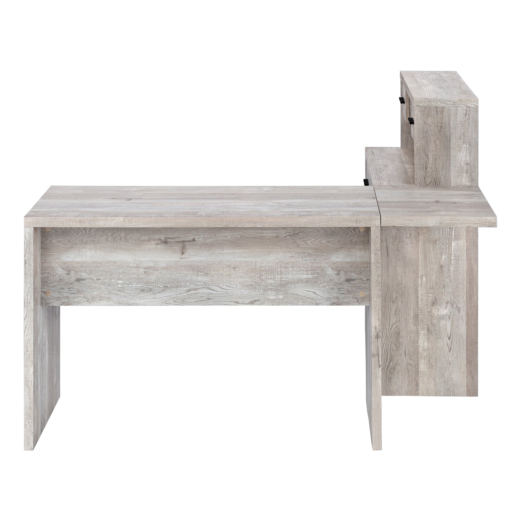 BUREAU D'ORDINATEUR - BOIS DE RÉCUPÉRATION TAUPE COIN G/D FAÇADE ( Meuble Mtl ) 