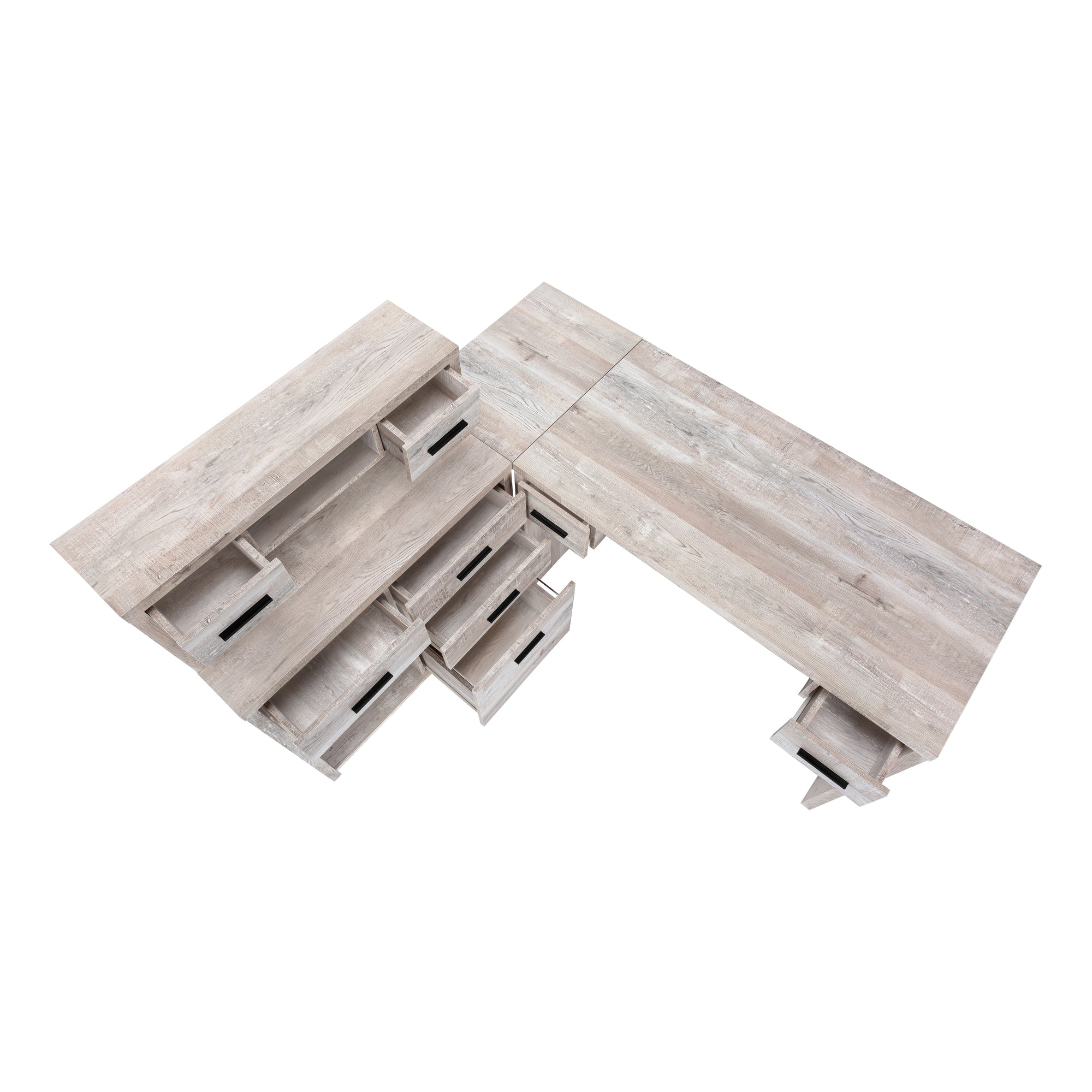 BUREAU D'ORDINATEUR - BOIS DE RÉCUPÉRATION TAUPE COIN G/D FAÇADE ( Meuble Mtl ) 