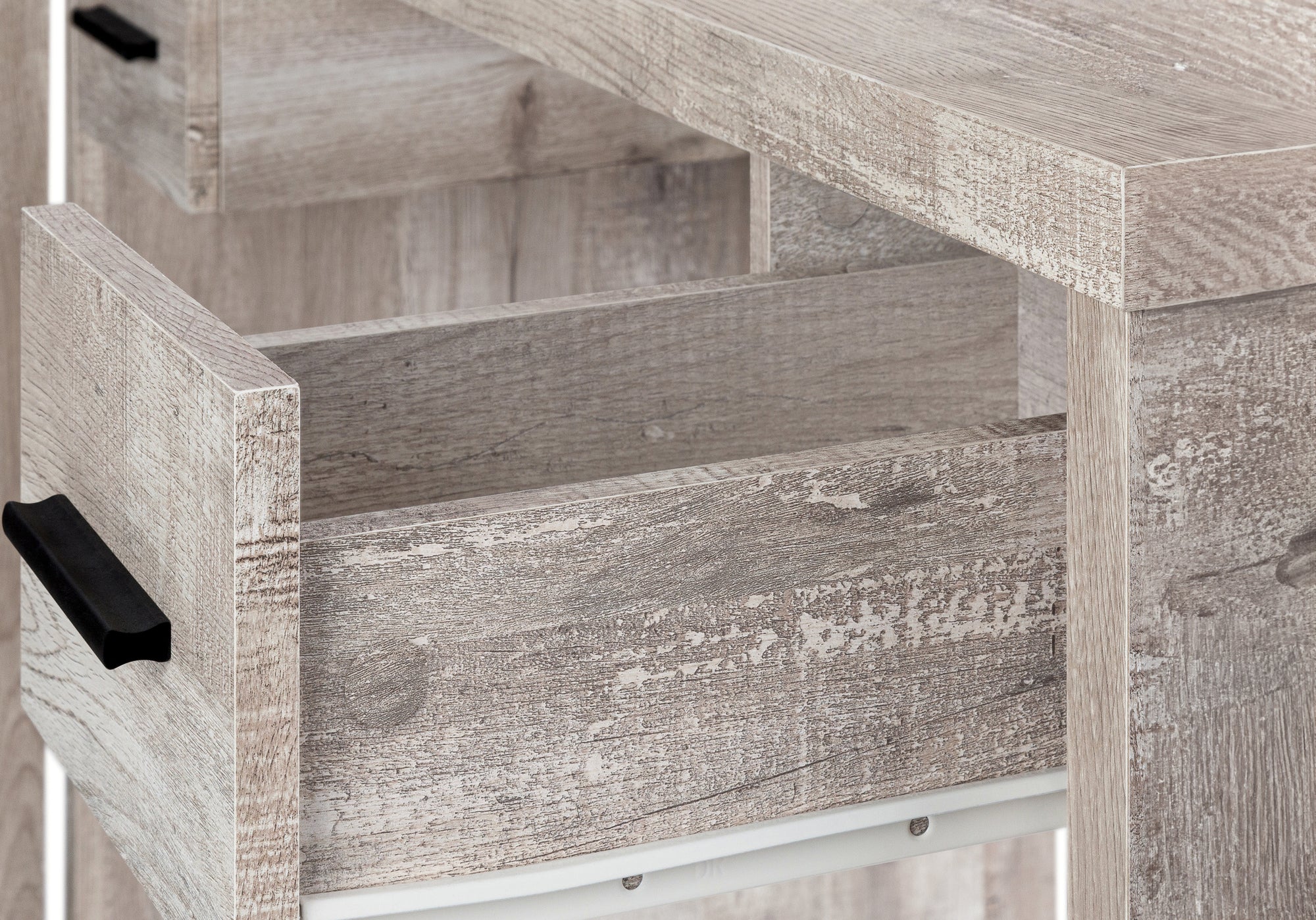 BUREAU D'ORDINATEUR - BOIS DE RÉCUPÉRATION TAUPE COIN G/D FAÇADE ( Meuble Mtl ) 