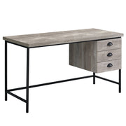 BUREAU D'ORDINATEUR - 55"L / BOIS DE RÉCUPÉRATION TAUPE / MÉTAL NOIR ( Meuble Mtl ) 