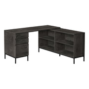 BUREAU D'ORDINATEUR - 60"L / COIN EN L GRIS FONCÉ ( Meuble Mtl ) 