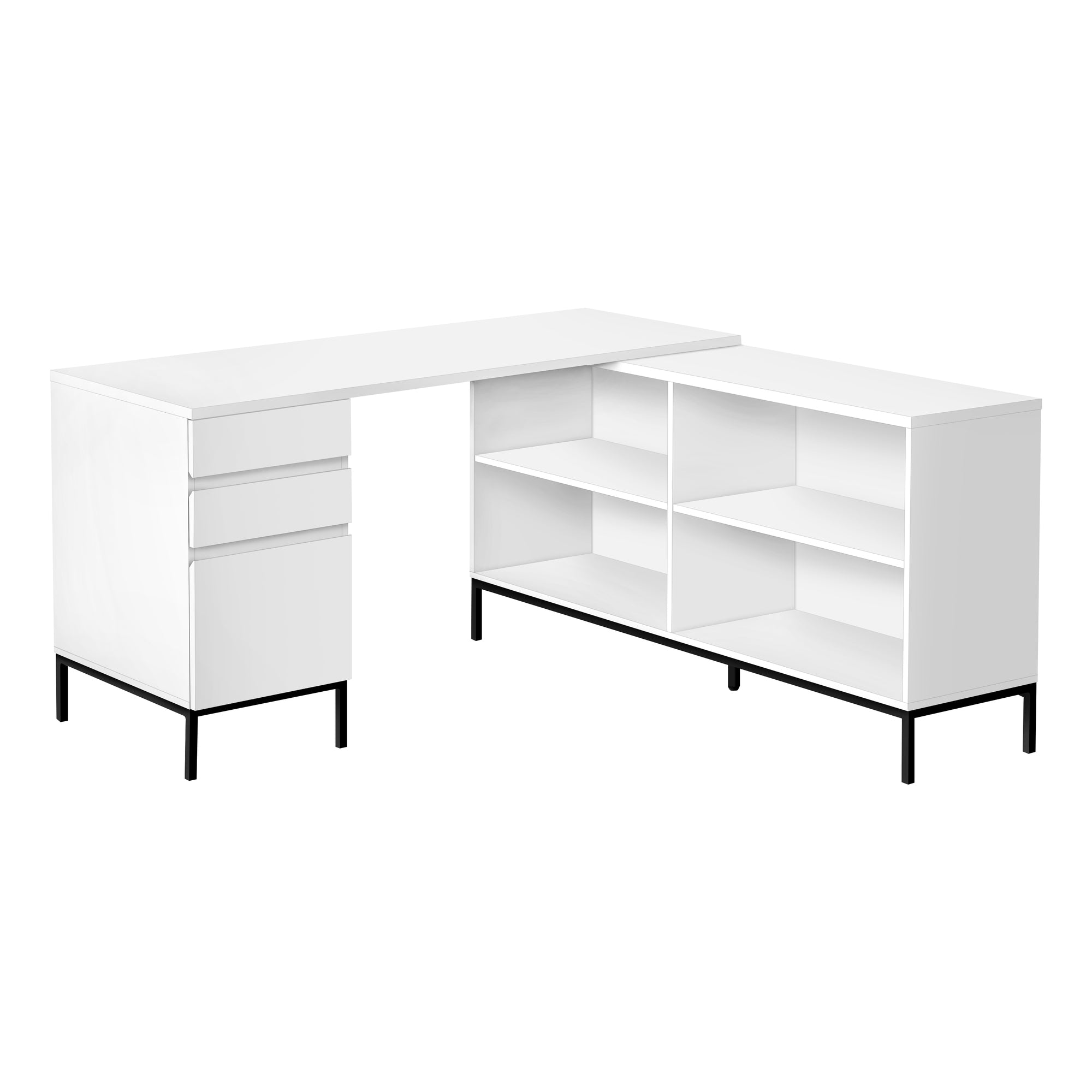 BUREAU D'ORDINATEUR - 60"L / COIN EN L BLANC ( Meuble Mtl ) 