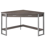 BUREAU D'ORDINATEUR - 42"L / COIN TAUPE FONCÉ / METAL ARGENT ( Meuble Mtl ) 
