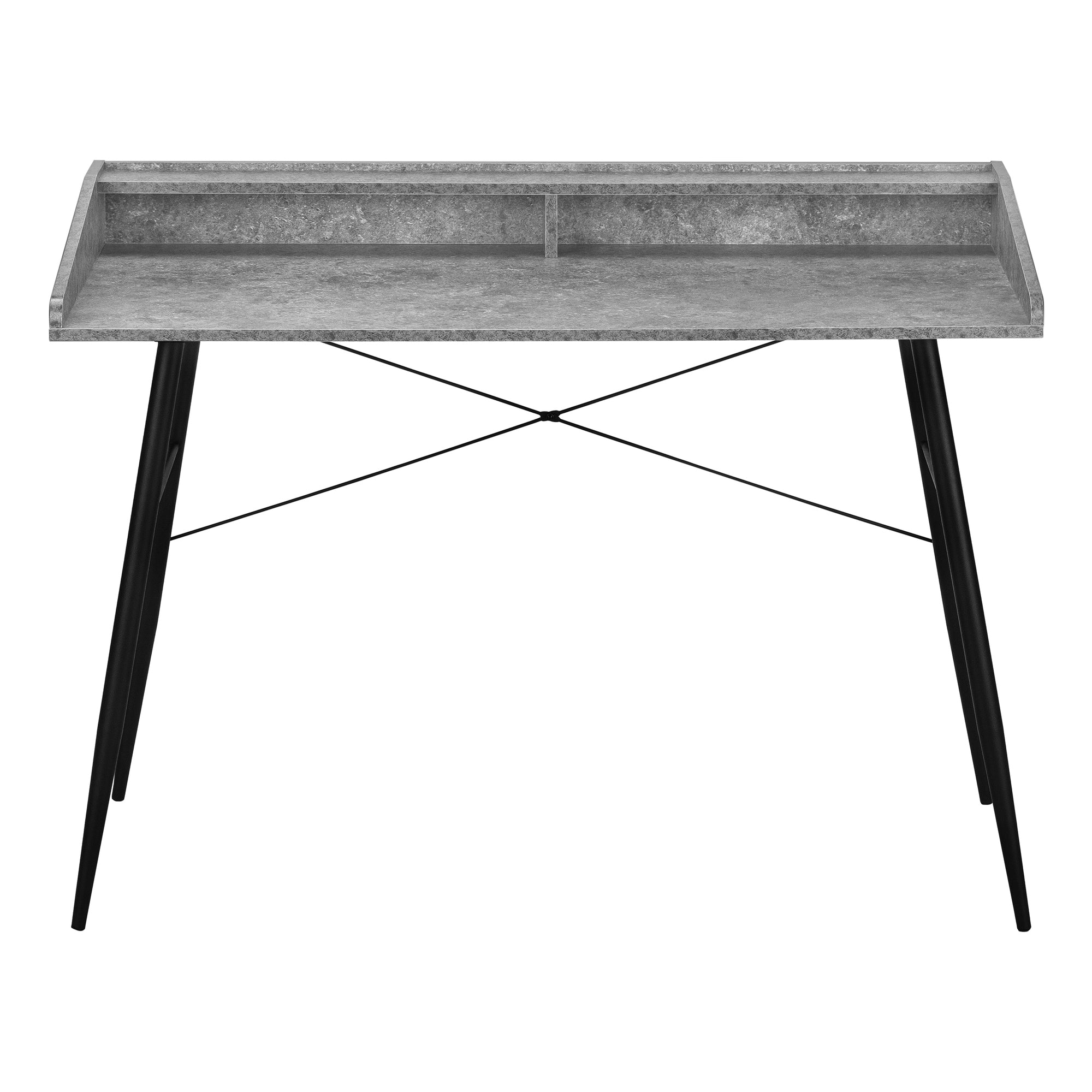 BUREAU D'ORDINATEUR - 48"L / SIMILI PIERRE GRIS / METAL NOIR ( Meuble Mtl )