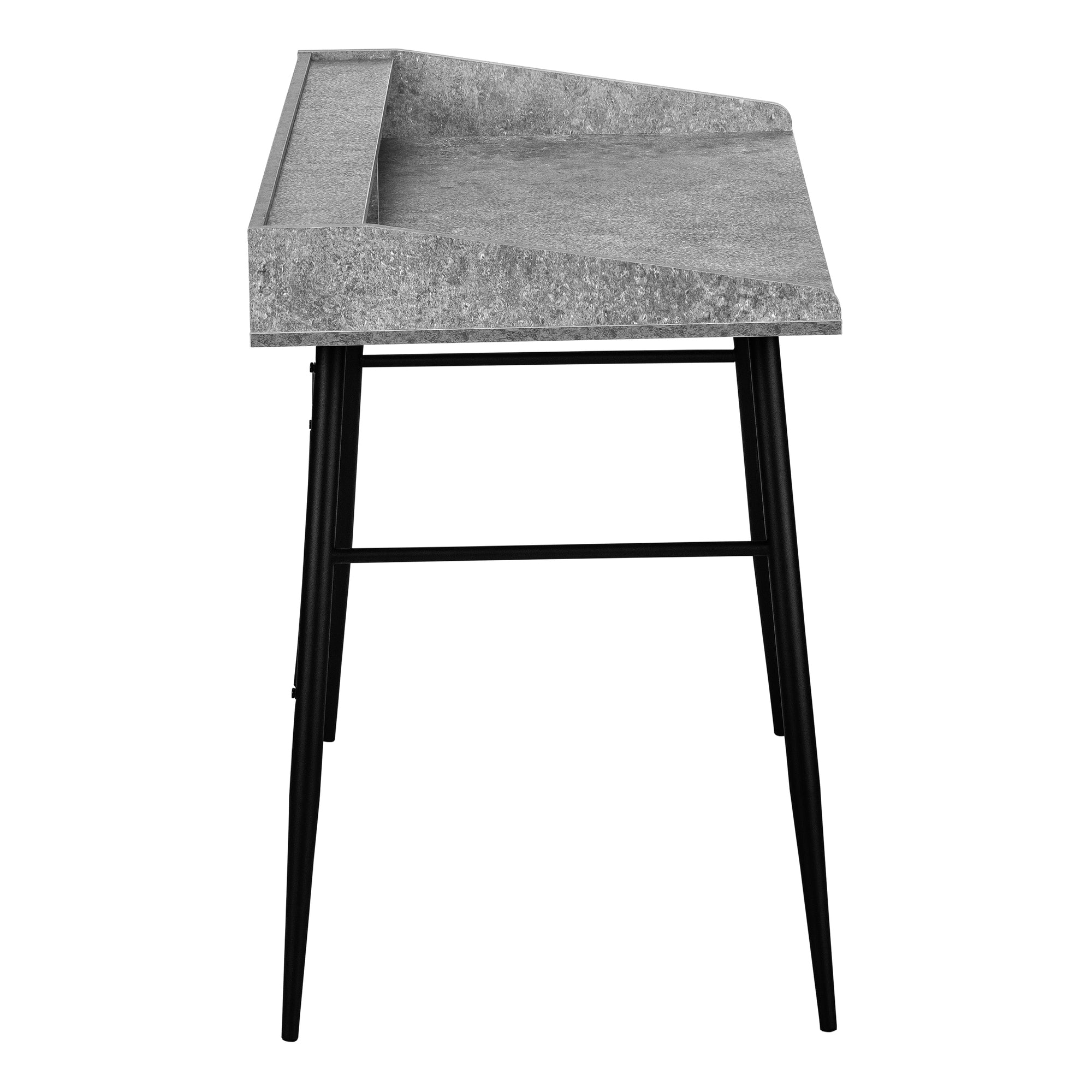 BUREAU D'ORDINATEUR - 48"L / SIMILI PIERRE GRIS / METAL NOIR ( Meuble Mtl )