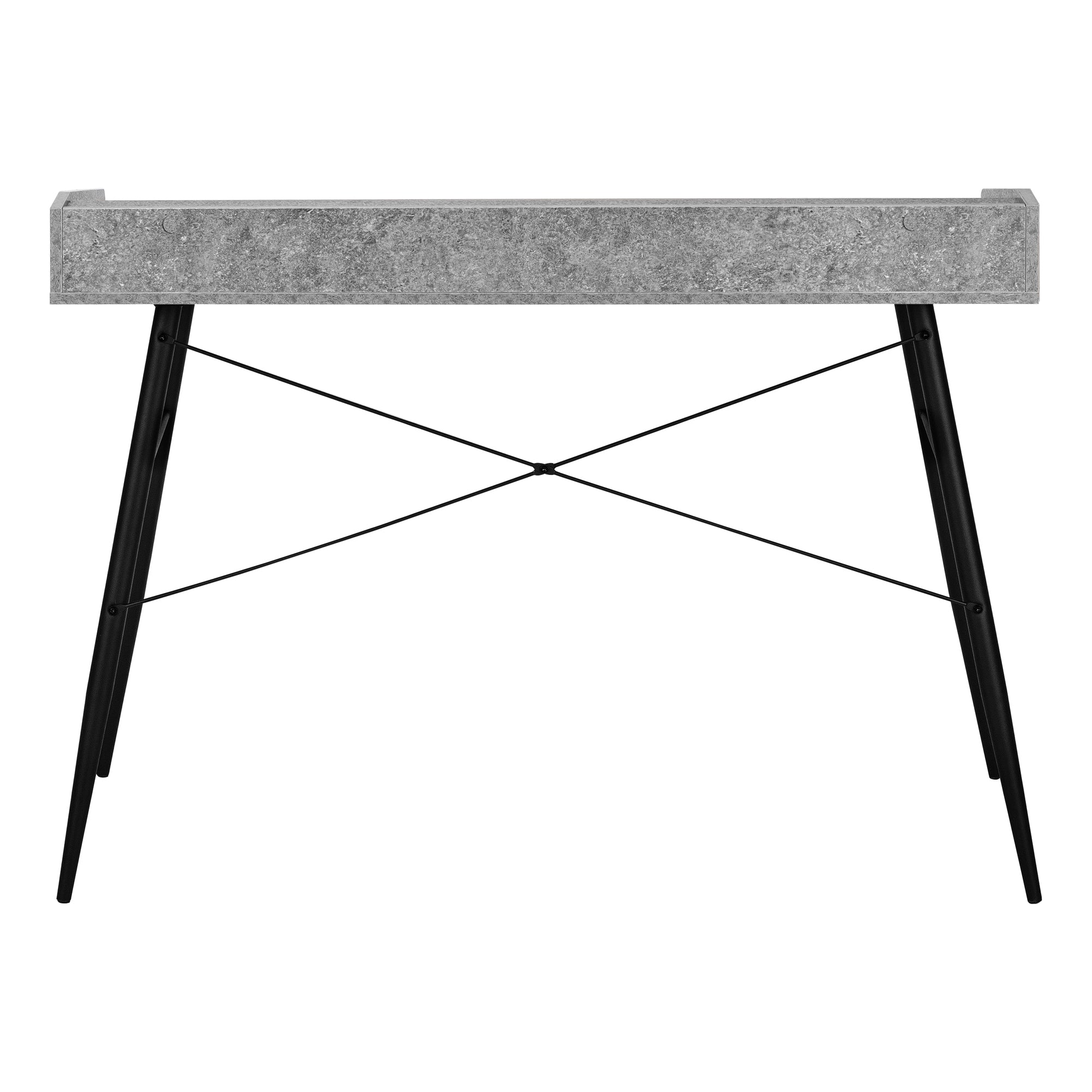 BUREAU D'ORDINATEUR - 48"L / SIMILI PIERRE GRIS / METAL NOIR ( Meuble Mtl )