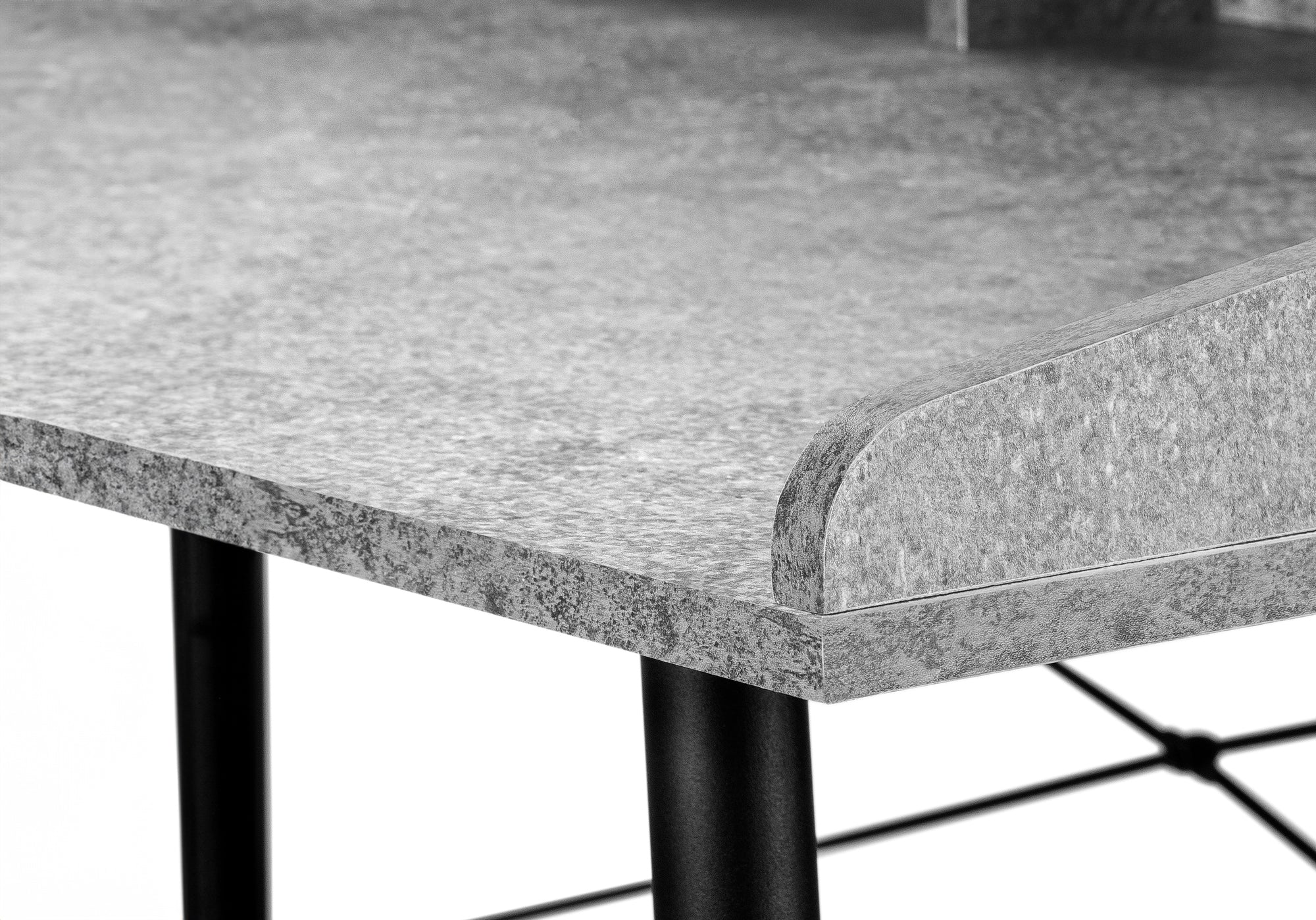 BUREAU D'ORDINATEUR - 48"L / SIMILI PIERRE GRIS / METAL NOIR ( Meuble Mtl )