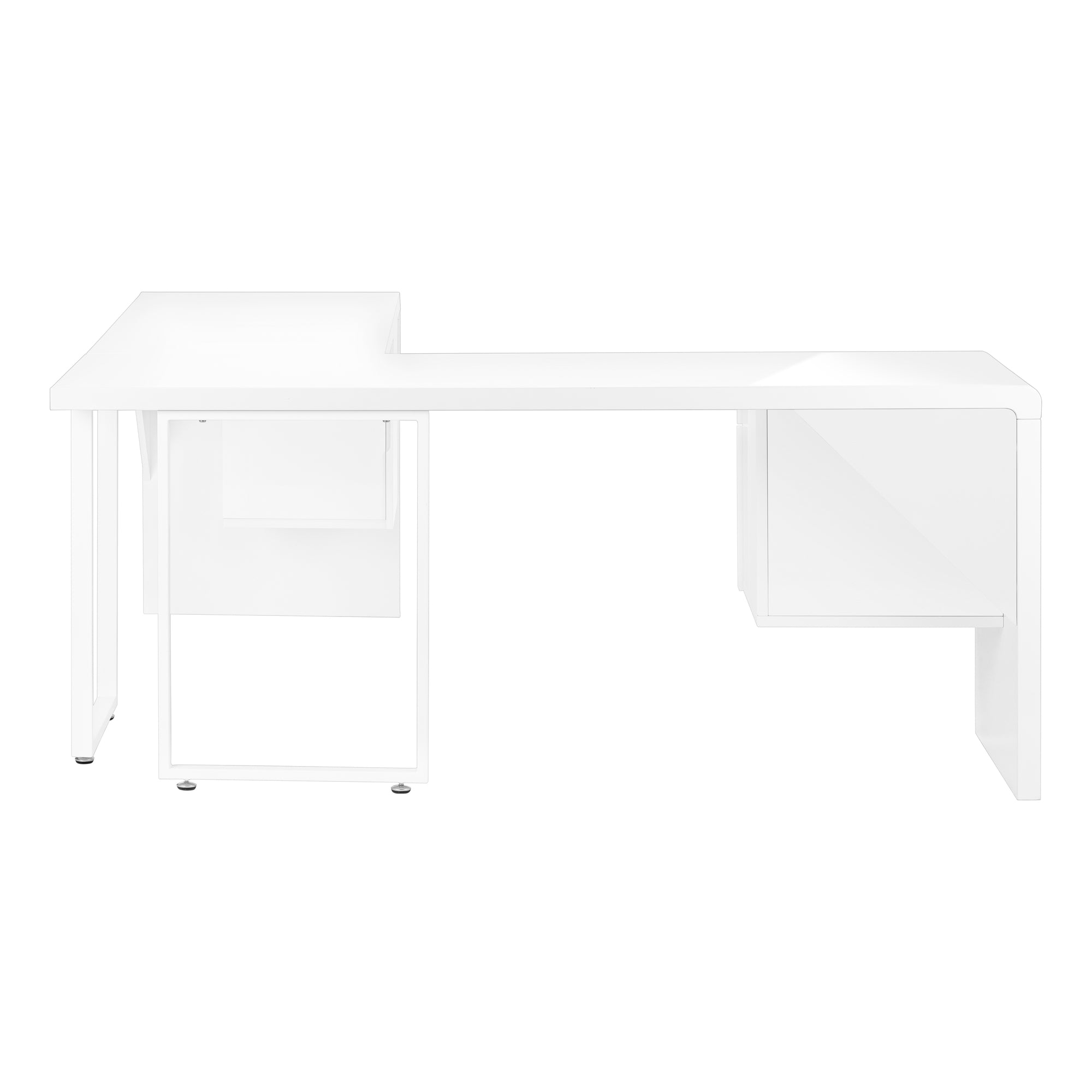 BUREAU D'ORDINATEUR - 72"L / BLANC TRÈS BRILLANT GAUCHE/DROIT FACE ( Meuble Mtl ) 