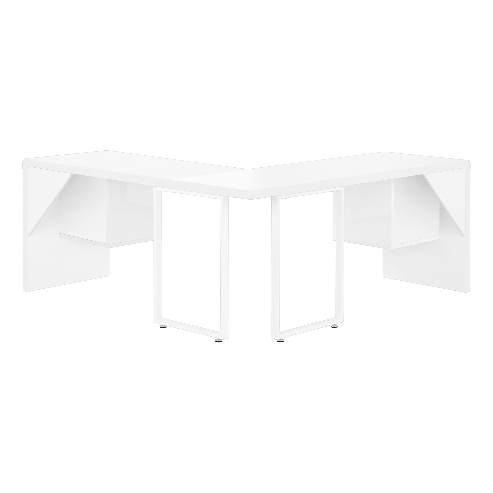 BUREAU D'ORDINATEUR - 72"L / BLANC TRÈS BRILLANT GAUCHE/DROIT FACE ( Meuble Mtl ) 