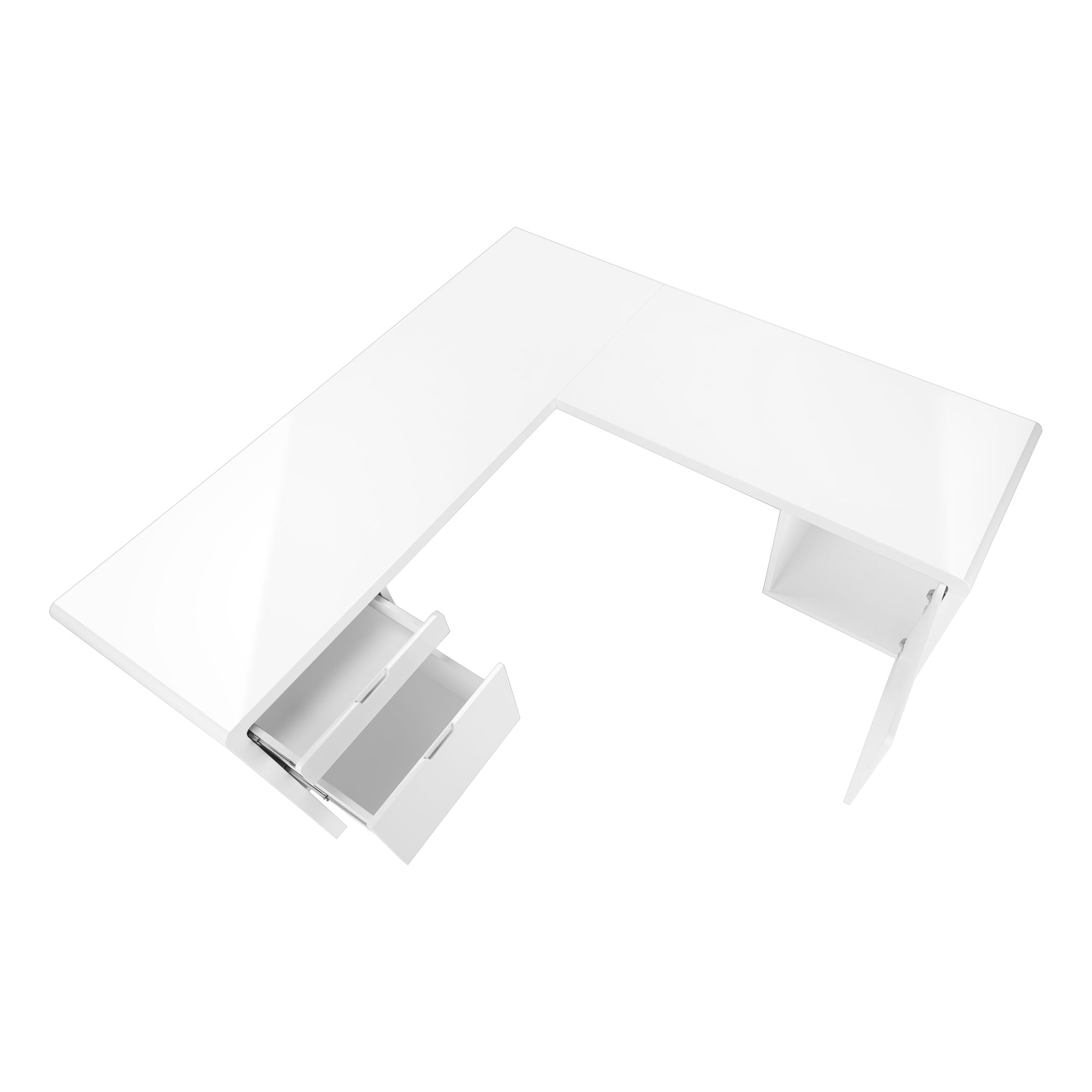 BUREAU D'ORDINATEUR - 72"L / BLANC TRÈS BRILLANT GAUCHE/DROIT FACE ( Meuble Mtl ) 